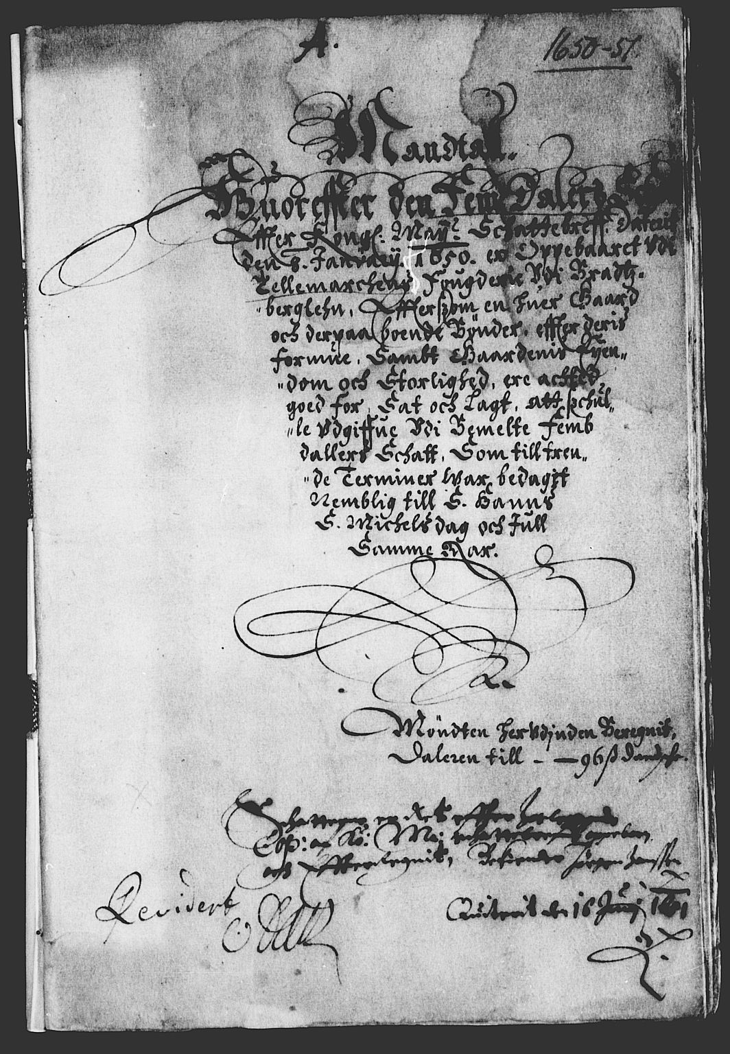 Rentekammeret inntil 1814, Reviderte regnskaper, Lensregnskaper, RA/EA-5023/R/Rb/Rbp/L0036: Bratsberg len, 1649-1651