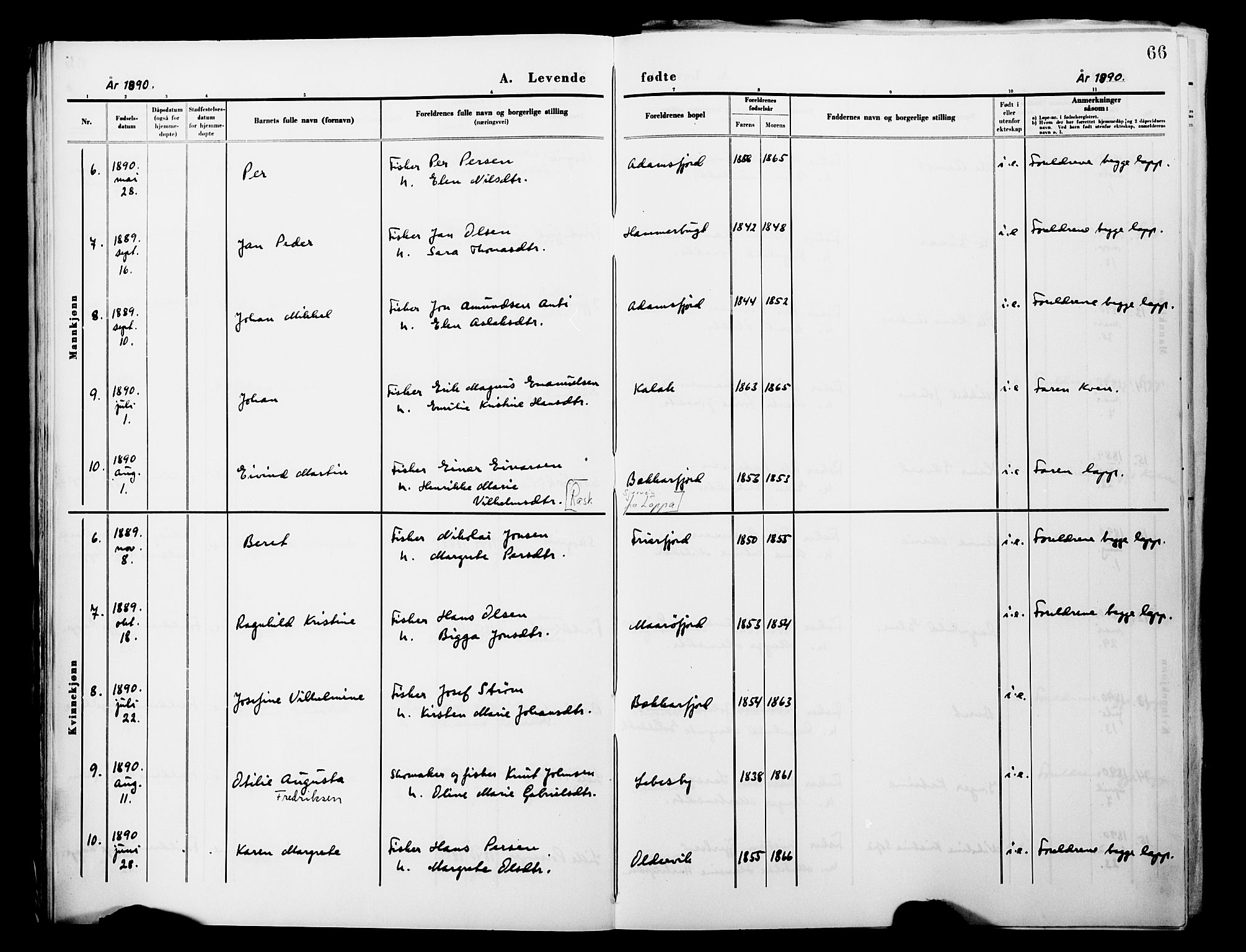 Lebesby sokneprestkontor, AV/SATØ-S-1353/H/Ha/L0004kirke: Ministerialbok nr. 4, 1870-1902, s. 66
