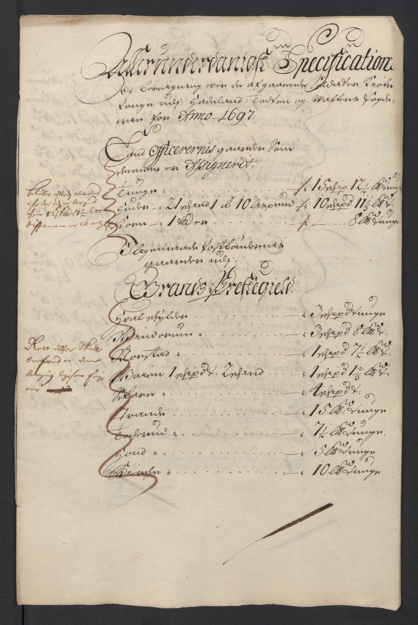 Rentekammeret inntil 1814, Reviderte regnskaper, Fogderegnskap, RA/EA-4092/R18/L1295: Fogderegnskap Hadeland, Toten og Valdres, 1697, s. 232