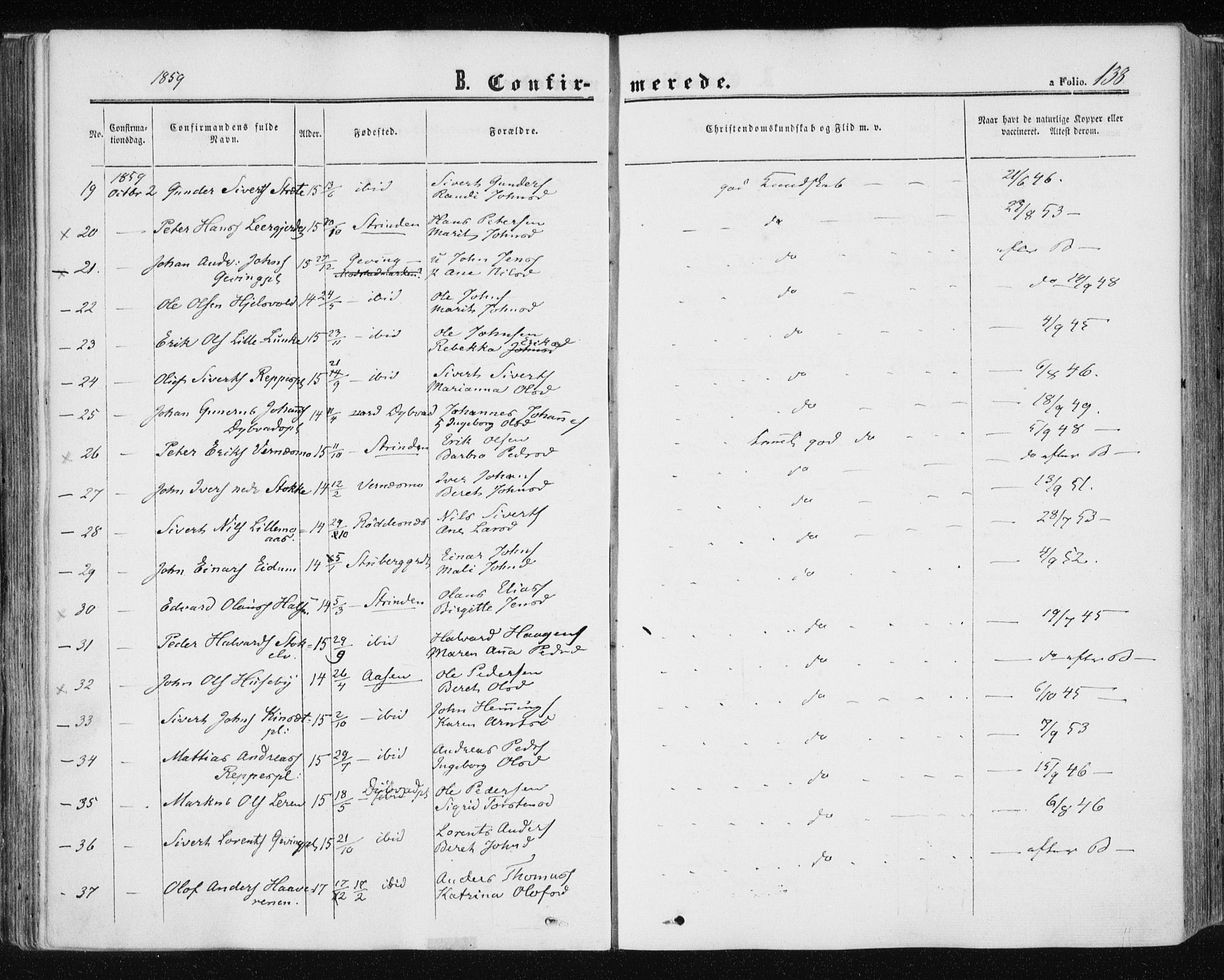 Ministerialprotokoller, klokkerbøker og fødselsregistre - Nord-Trøndelag, SAT/A-1458/709/L0075: Ministerialbok nr. 709A15, 1859-1870, s. 138