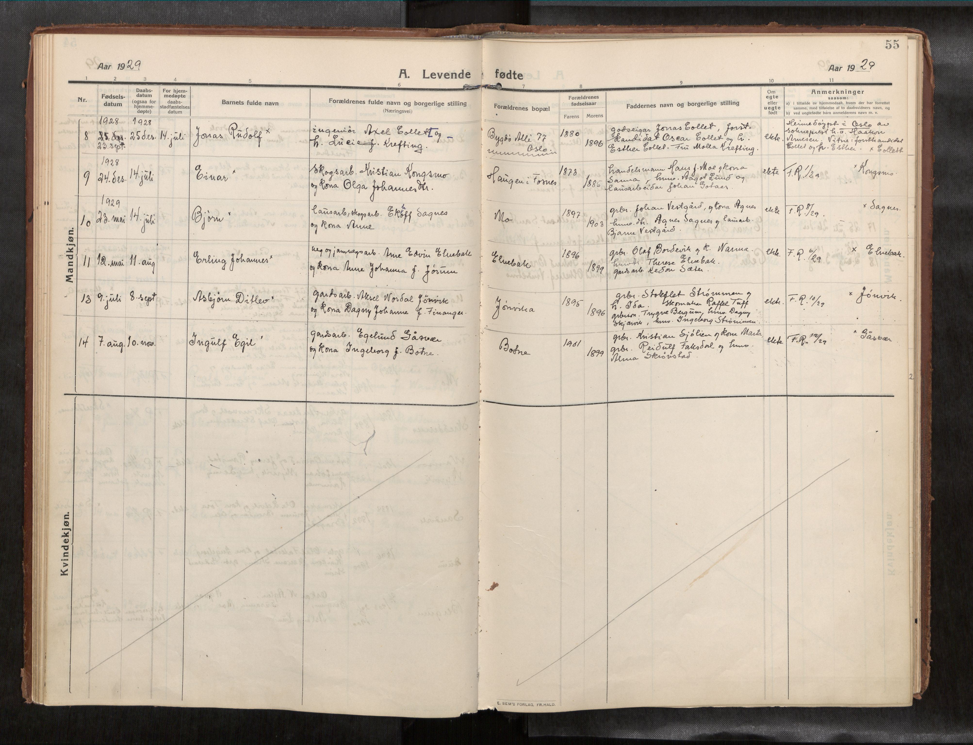 Ministerialprotokoller, klokkerbøker og fødselsregistre - Nord-Trøndelag, SAT/A-1458/773/L0624a: Ministerialbok nr. 773A16, 1910-1936, s. 55