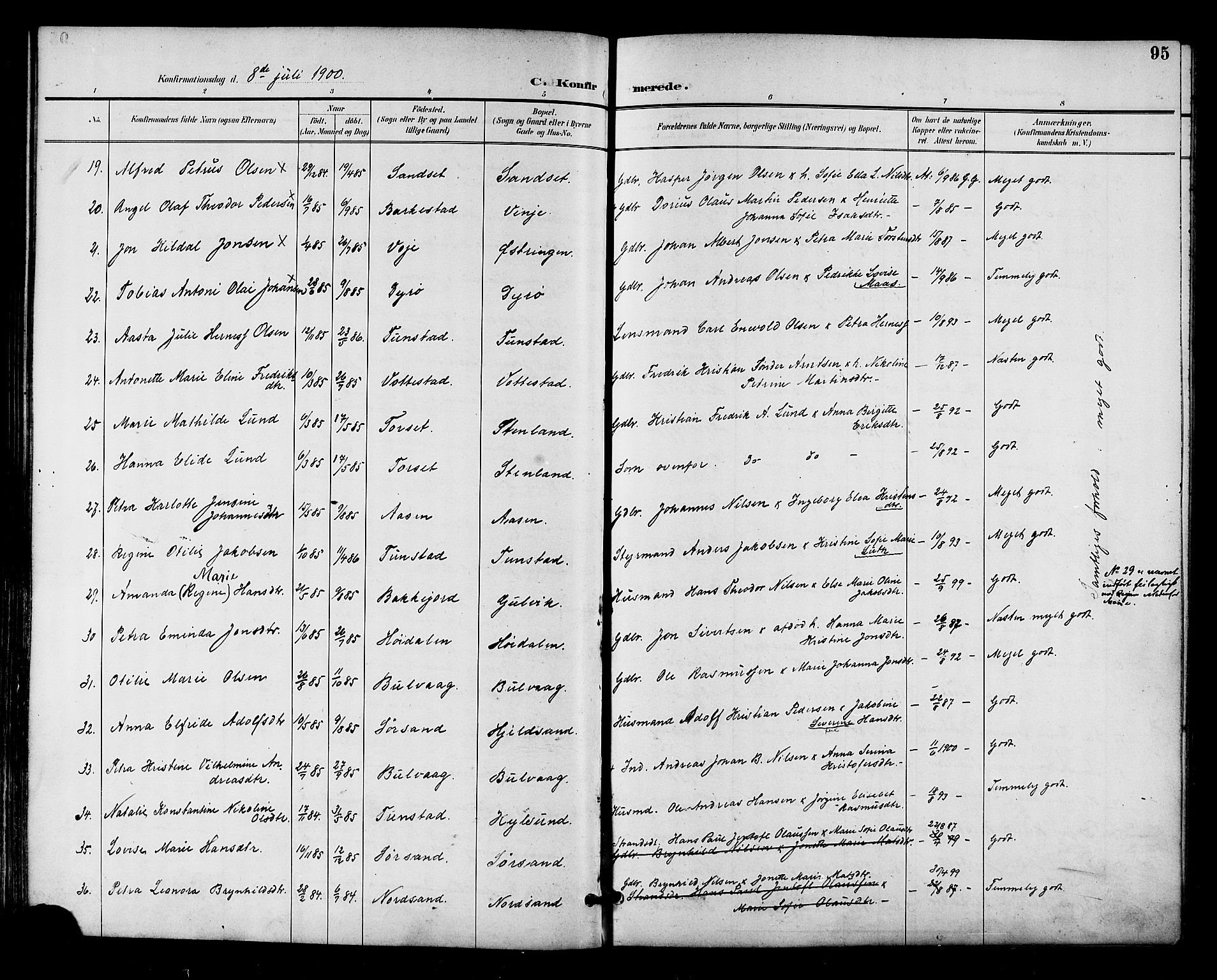 Ministerialprotokoller, klokkerbøker og fødselsregistre - Nordland, AV/SAT-A-1459/893/L1338: Ministerialbok nr. 893A10, 1894-1903, s. 95