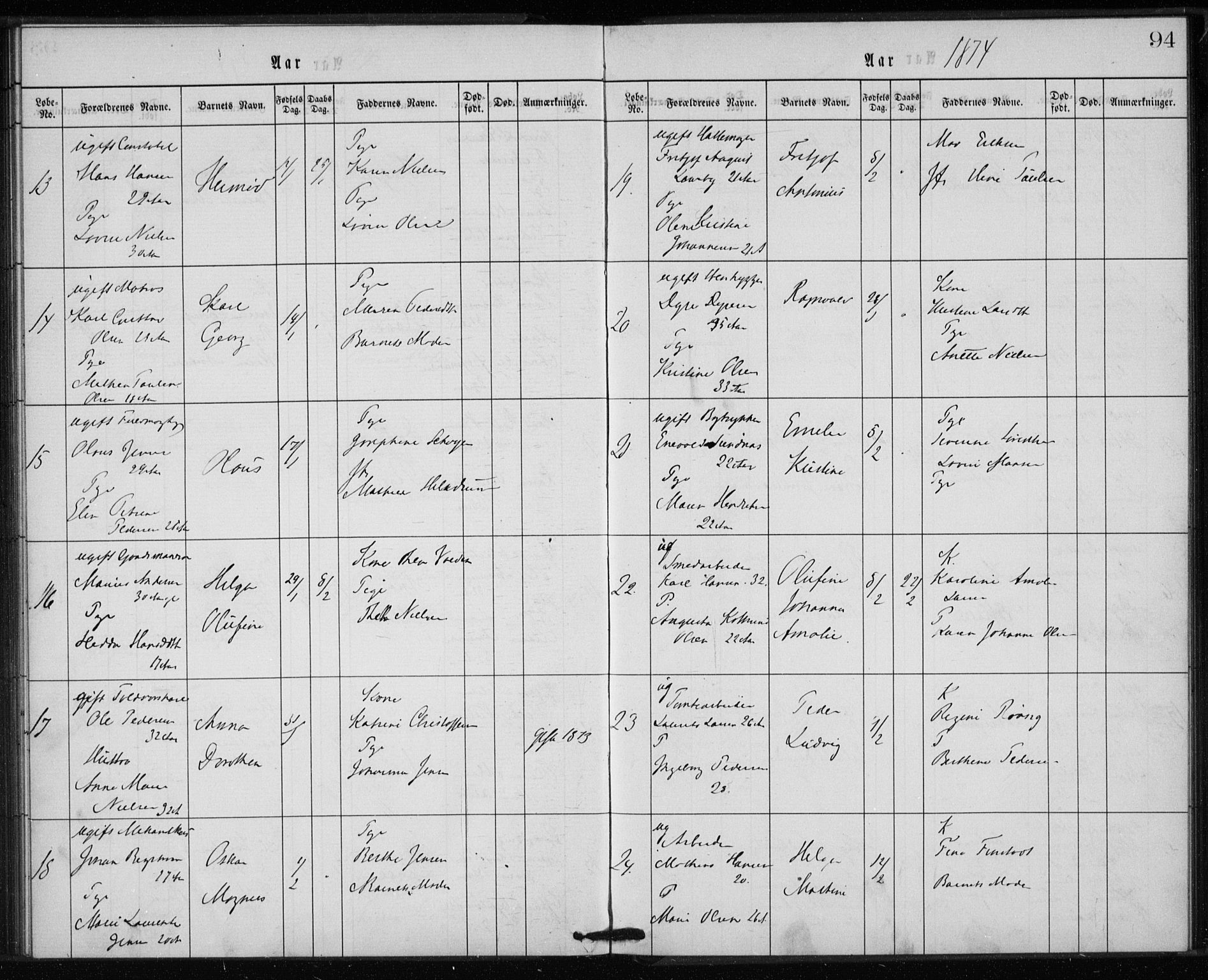 Rikshospitalet prestekontor Kirkebøker, AV/SAO-A-10309b/K/L0002/0003: Dåpsbok nr. 2.3, 1868-1876, s. 94