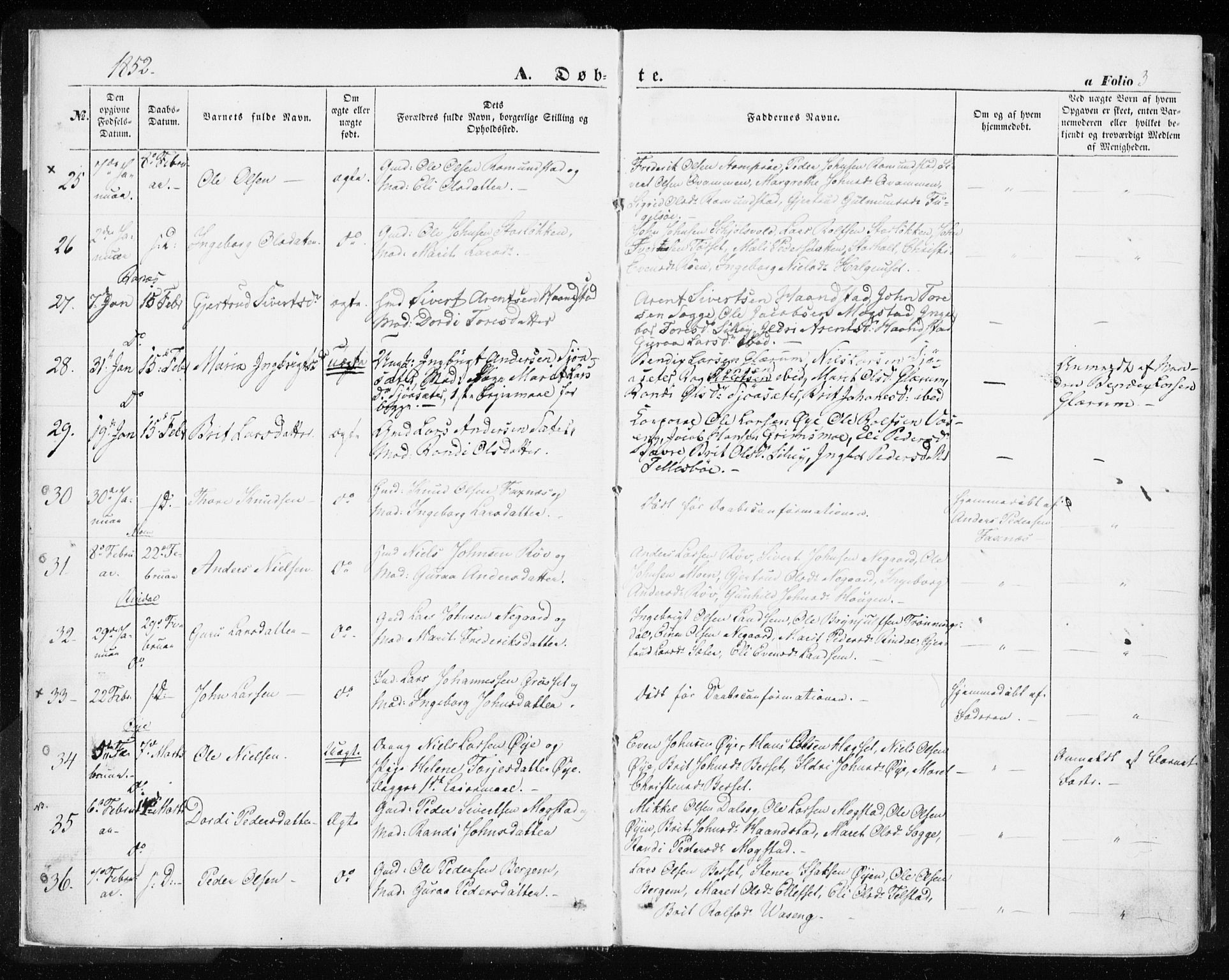 Ministerialprotokoller, klokkerbøker og fødselsregistre - Møre og Romsdal, SAT/A-1454/595/L1044: Ministerialbok nr. 595A06, 1852-1863, s. 3