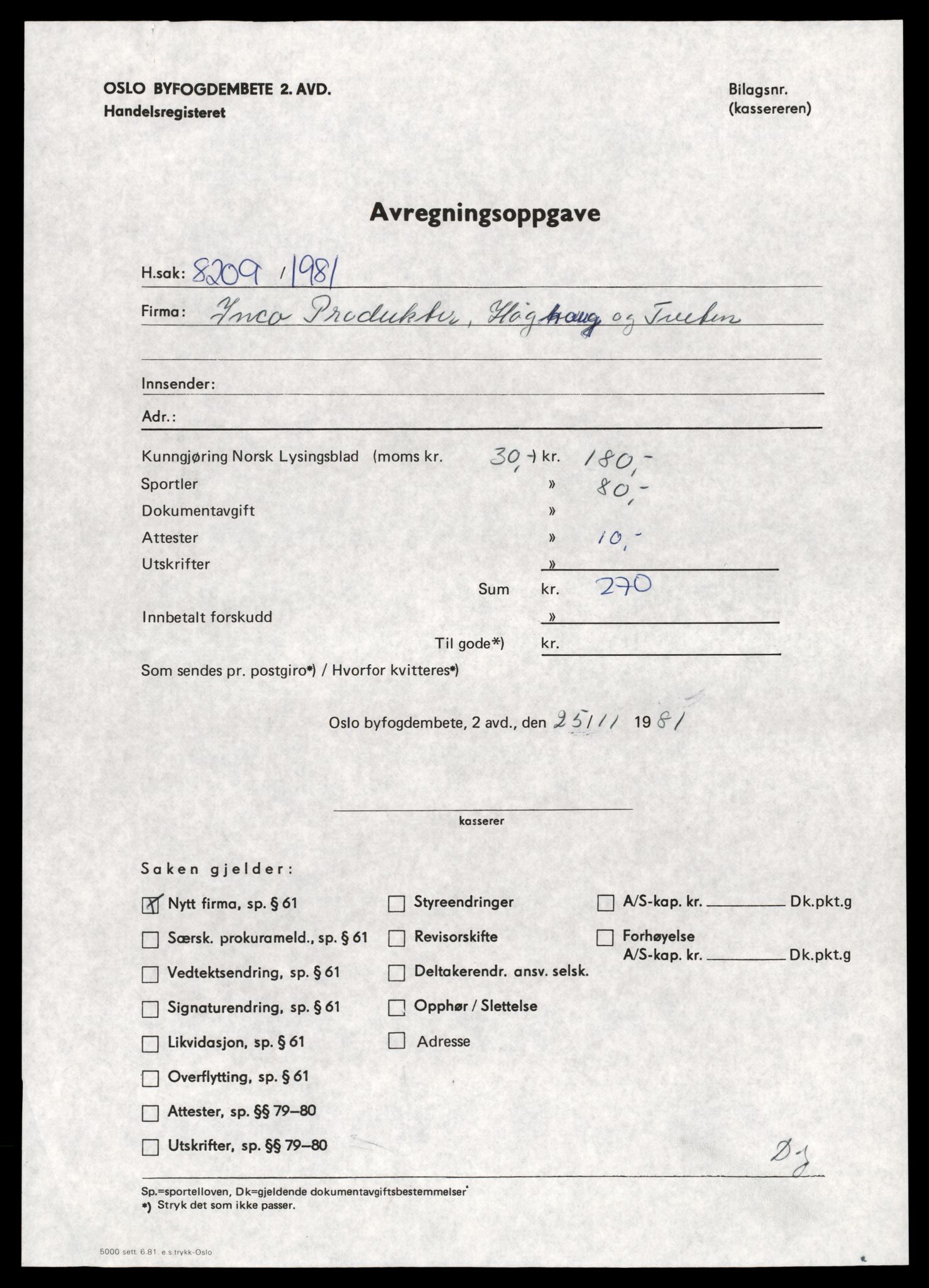 Oslo byfogd, Handelsregisteret, SAT/A-10867/G/Gc/Gca/L0352: Ikke konverterte foretak, Inc-Industriel, 1890-1990, s. 1