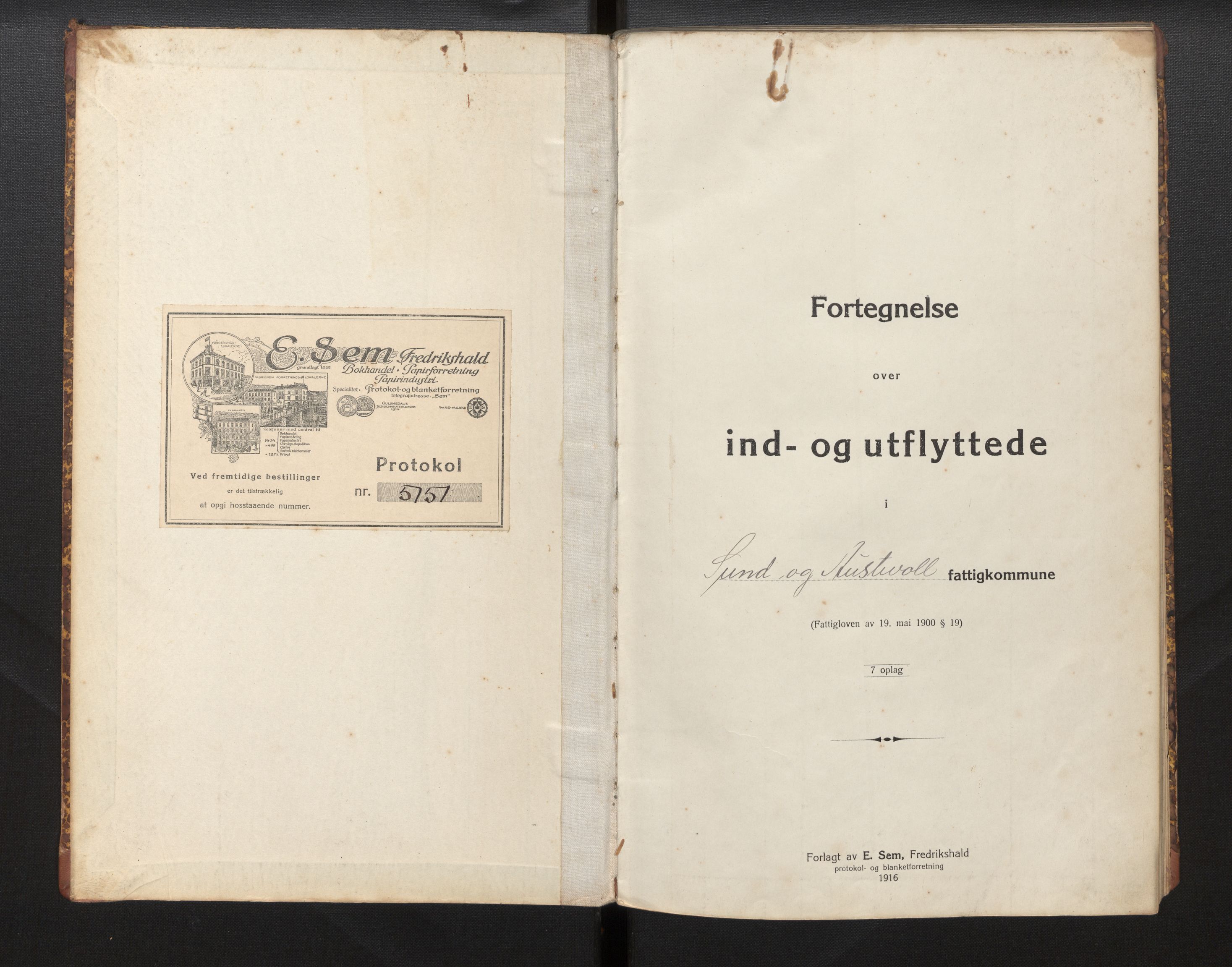 Lensmannen i Sund og Austevoll, AV/SAB-A-35201/0020/L0002: Protokoll over inn- og utflytte, 1919-1931