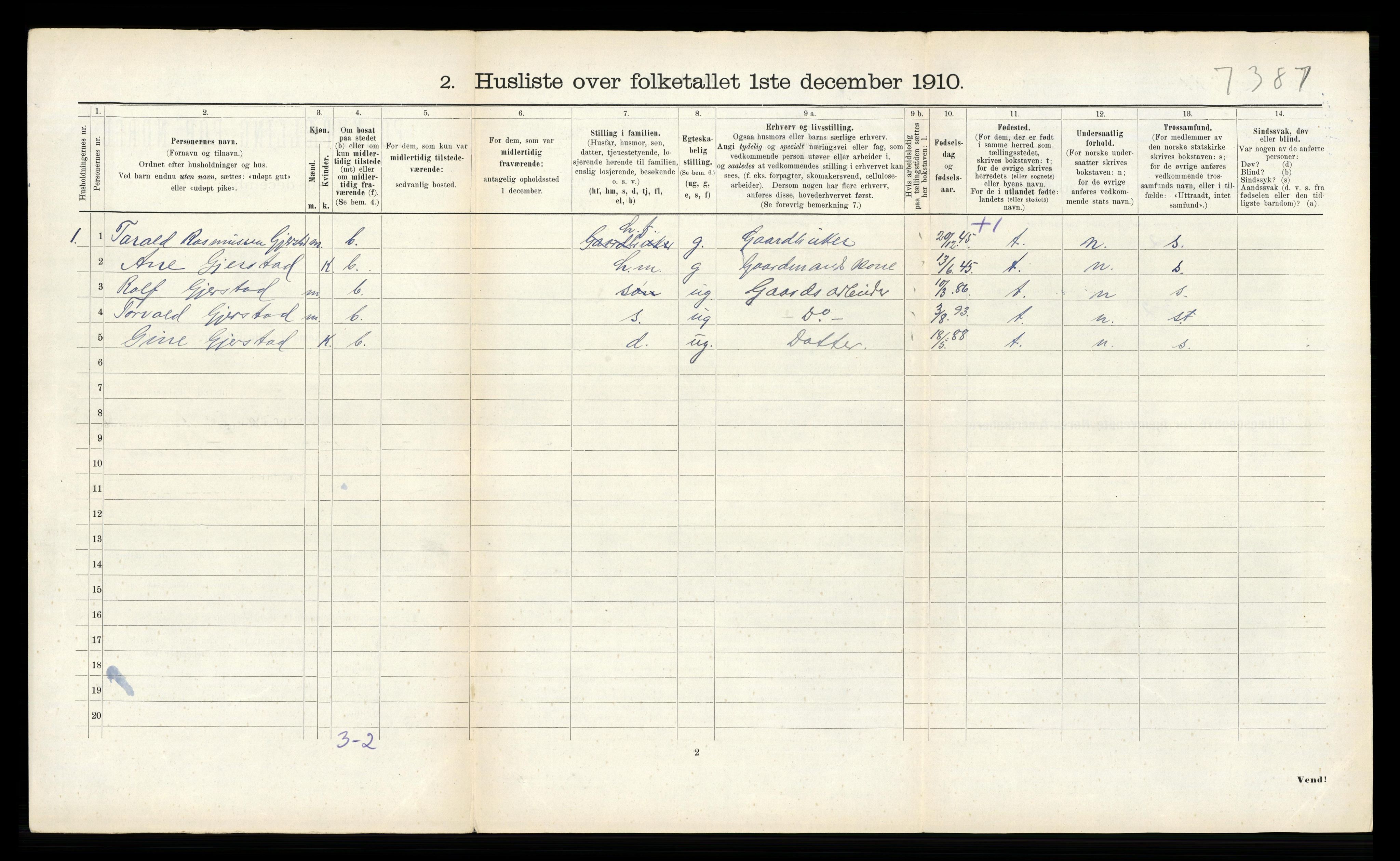 RA, Folketelling 1910 for 1735 Kvam herred, 1910, s. 192