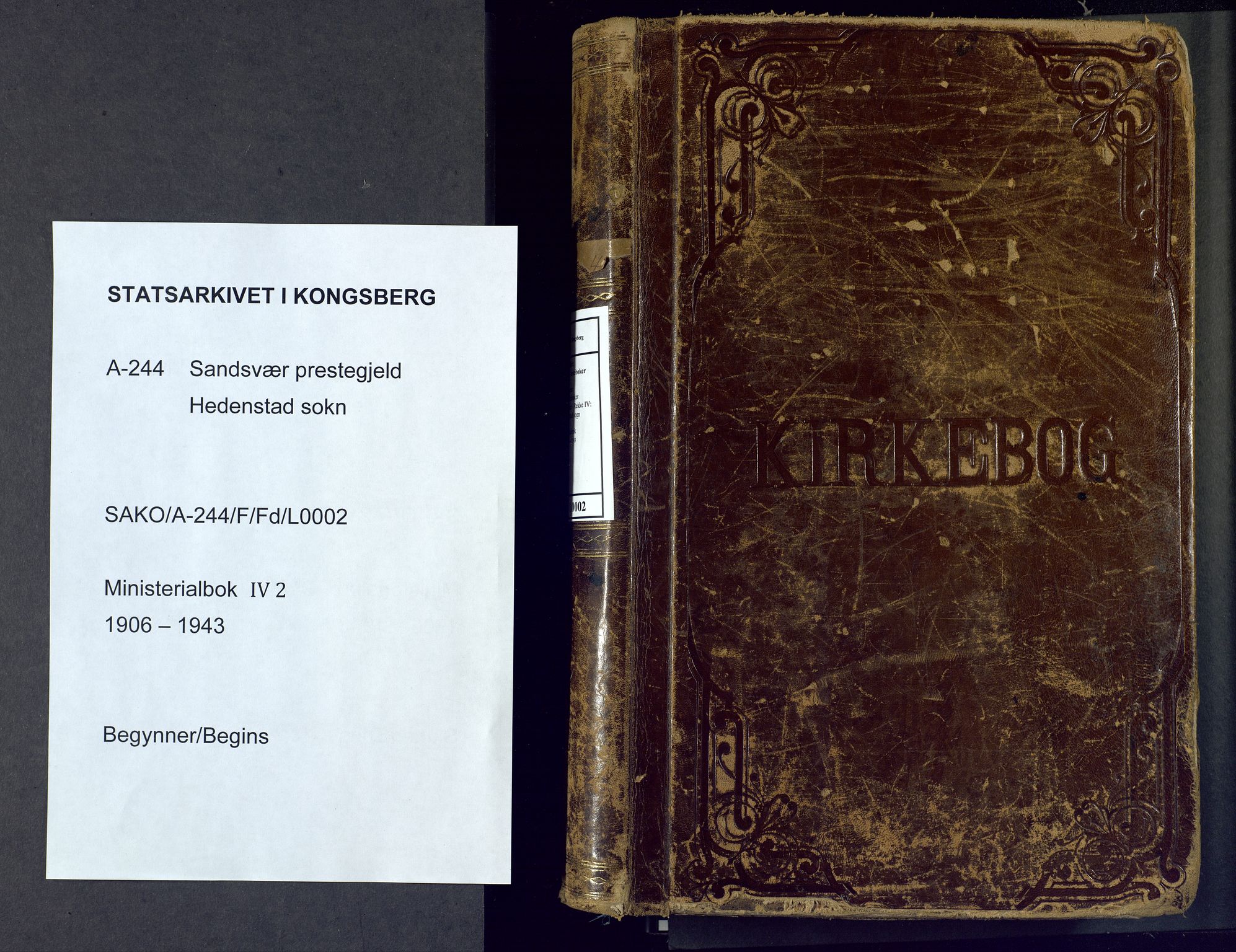 Sandsvær kirkebøker, SAKO/A-244/F/Fd/L0002: Ministerialbok nr. IV 2, 1906-1943