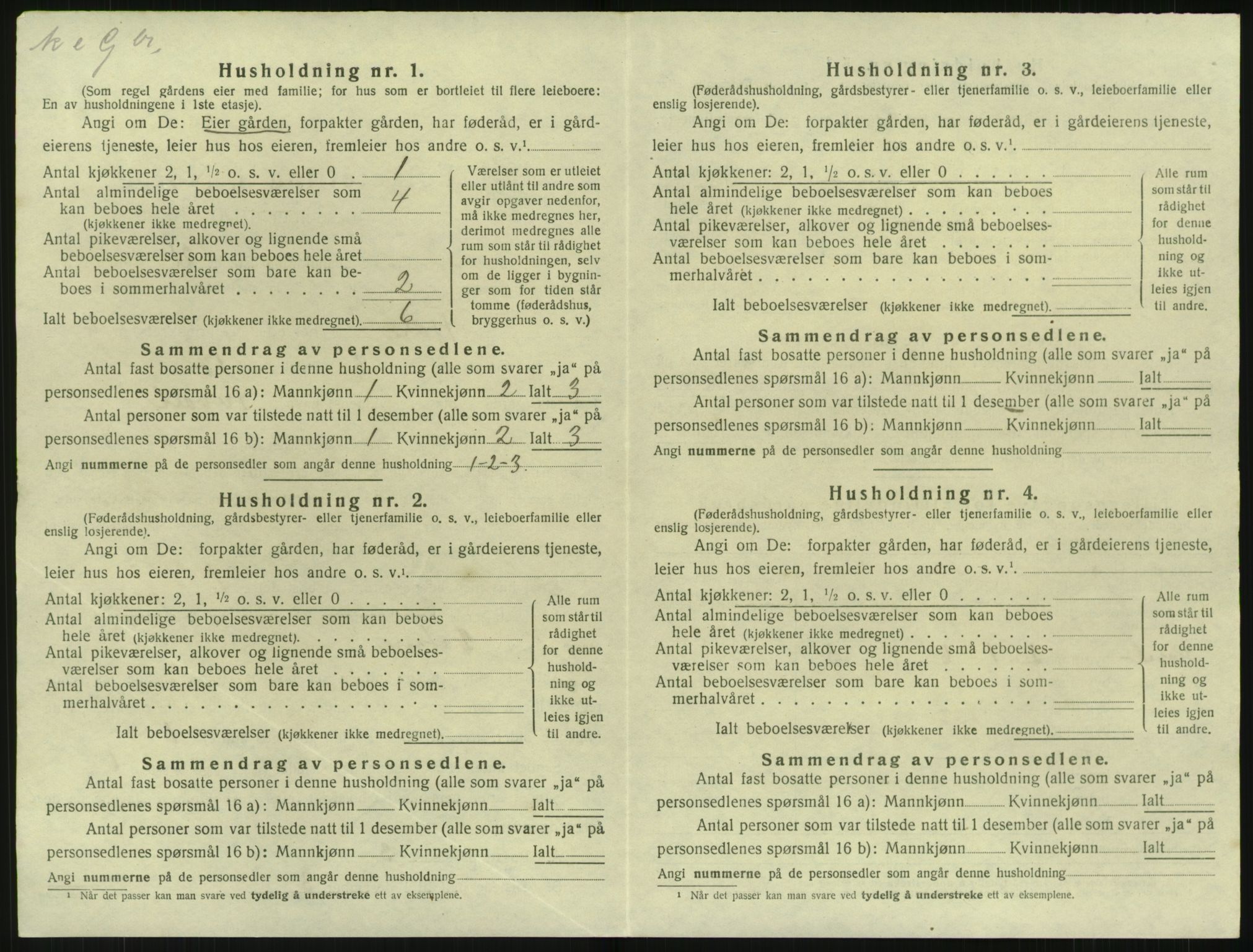 SAK, Folketelling 1920 for 0923 Fjære herred, 1920, s. 1230