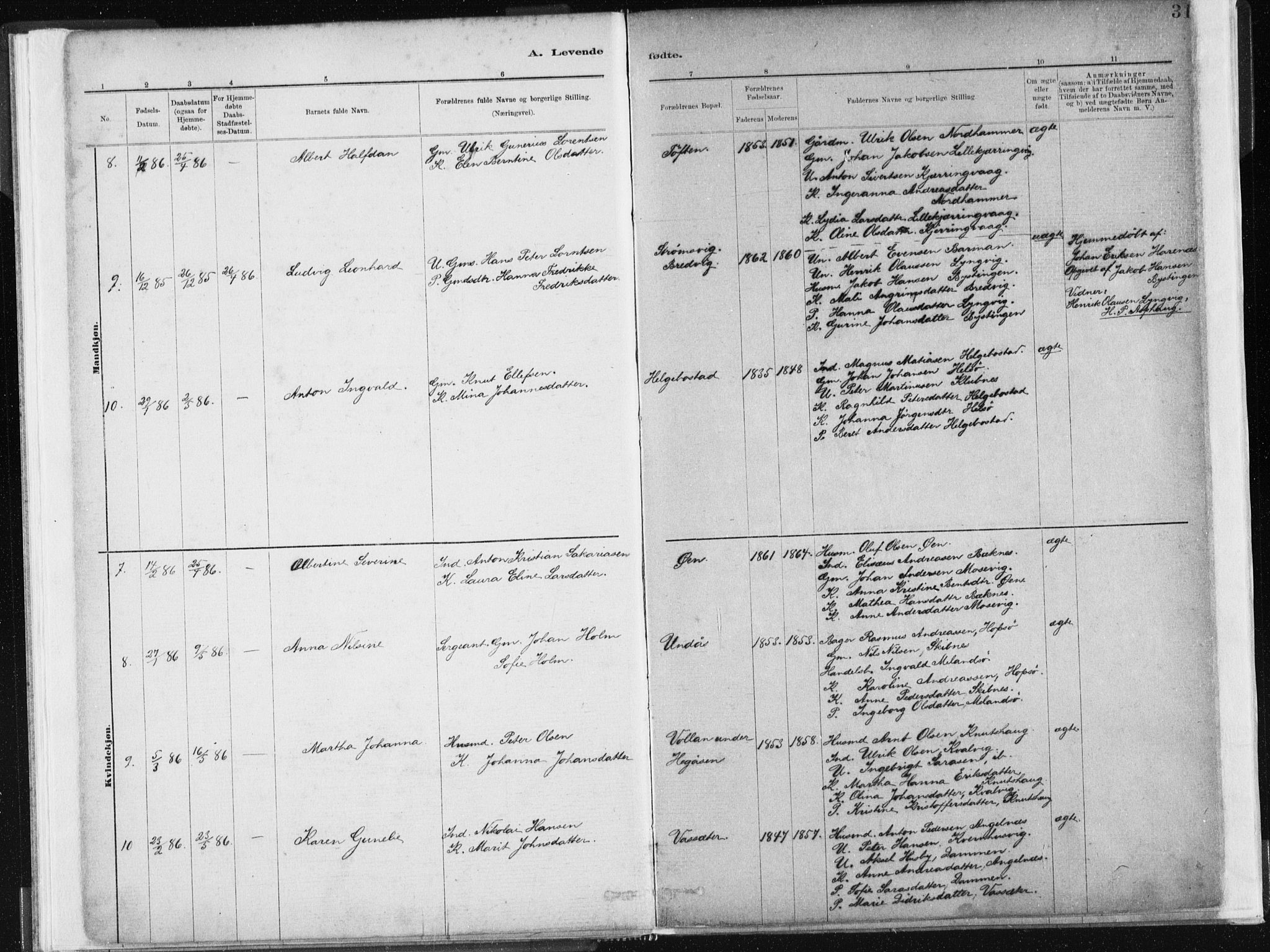 Ministerialprotokoller, klokkerbøker og fødselsregistre - Sør-Trøndelag, SAT/A-1456/634/L0533: Ministerialbok nr. 634A09, 1882-1901, s. 31