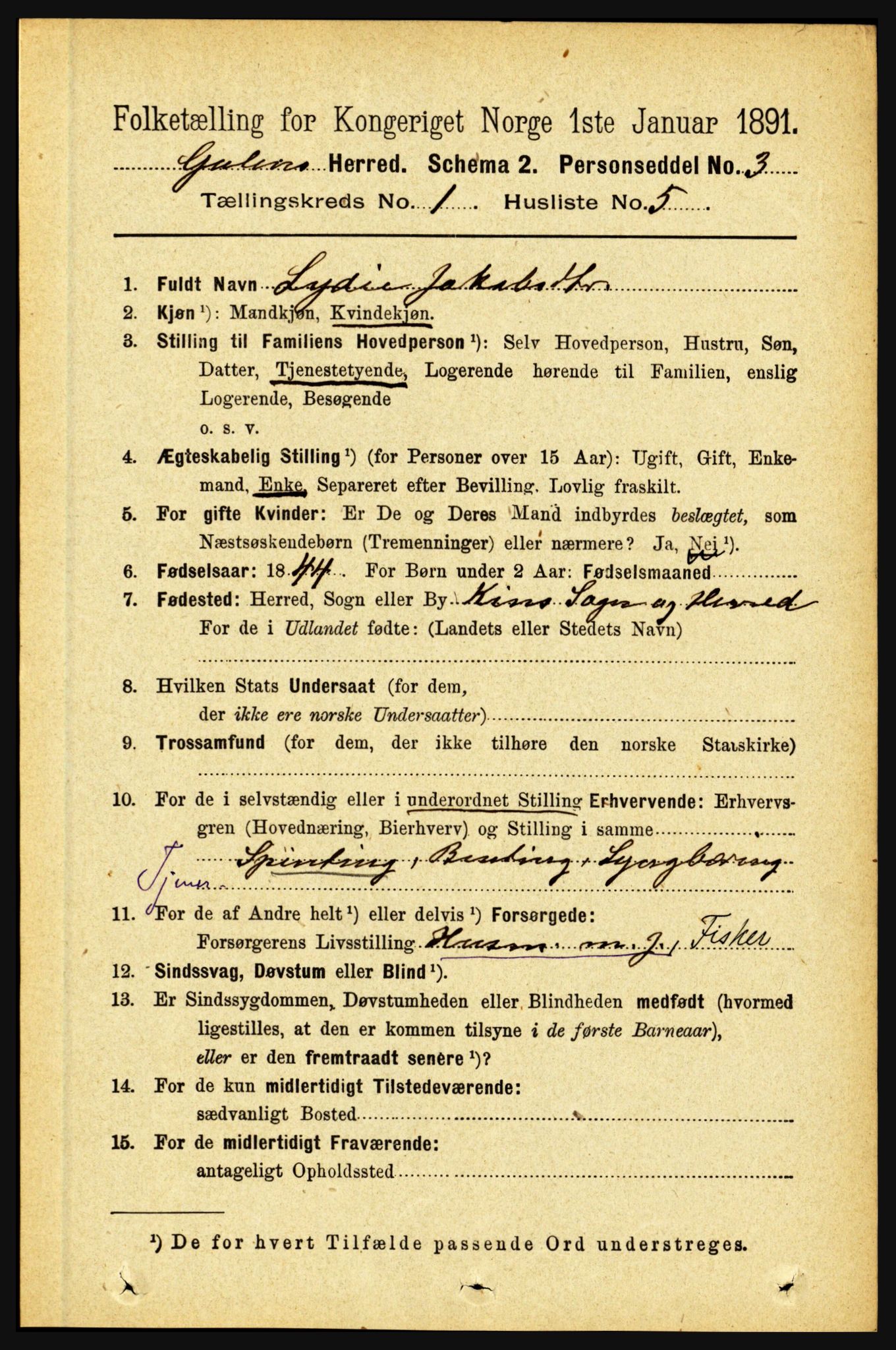 RA, Folketelling 1891 for 1411 Gulen herred, 1891, s. 119