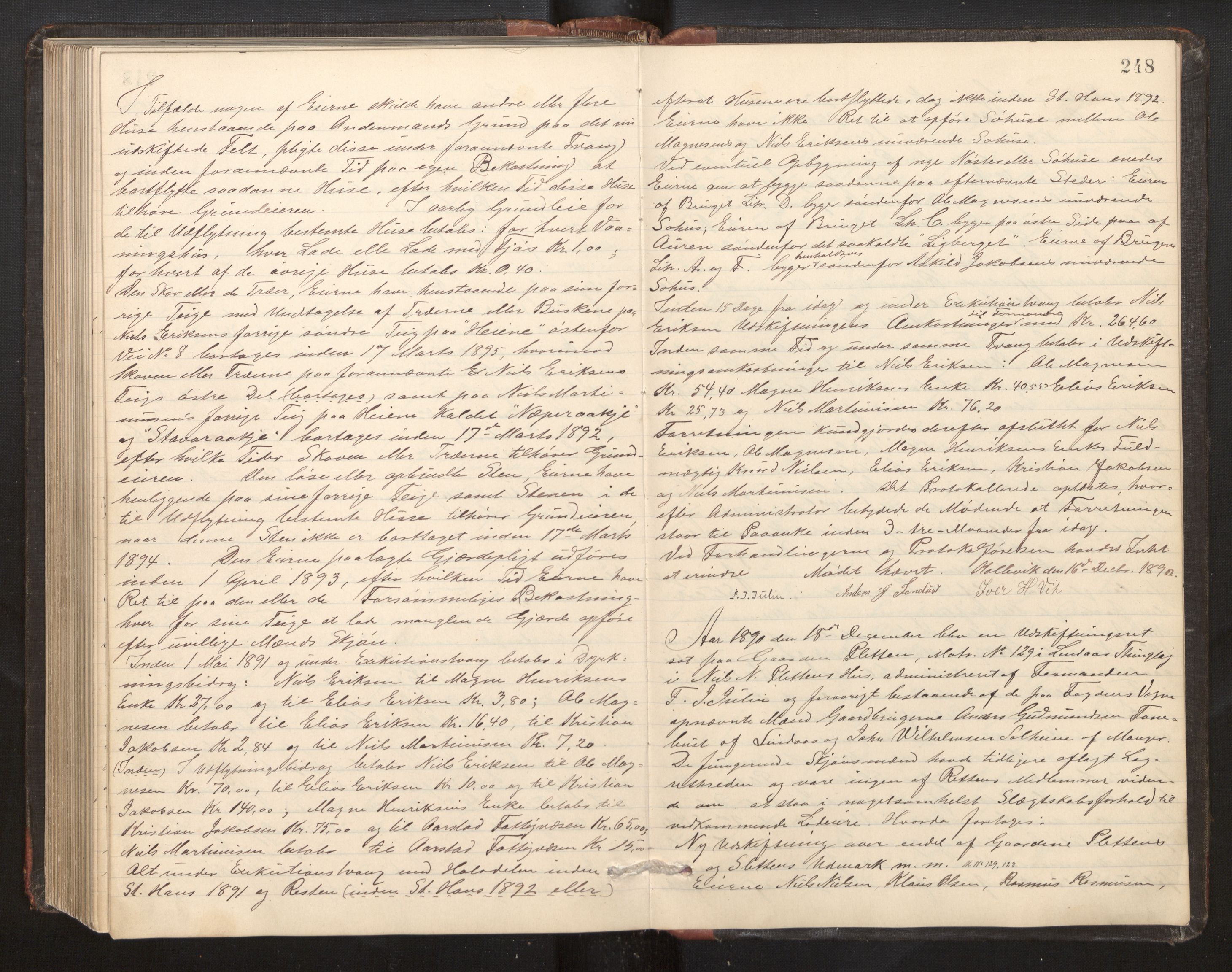 Hordaland jordskiftedøme - II Ytre Nordhordland jordskiftedistrikt, AV/SAB-A-6901/A/Aa/L0006: Forhandlingsprotokoll, 1888-1891, s. 247b-248a