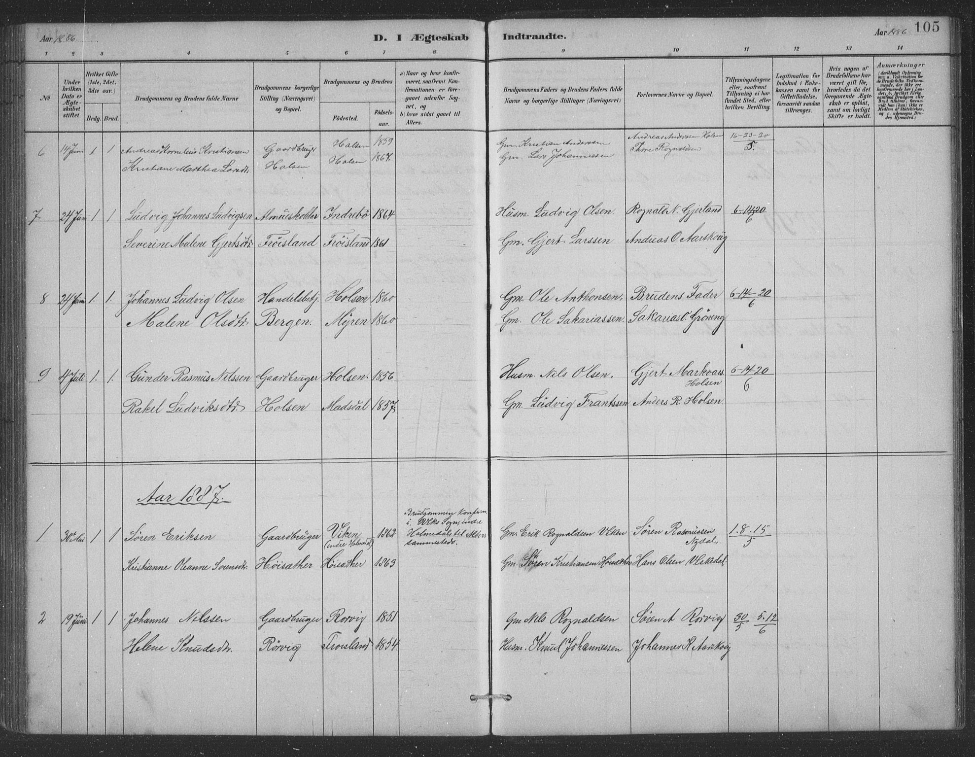 Førde sokneprestembete, AV/SAB-A-79901/H/Hab/Habc/L0002: Klokkerbok nr. C 2, 1881-1911, s. 105