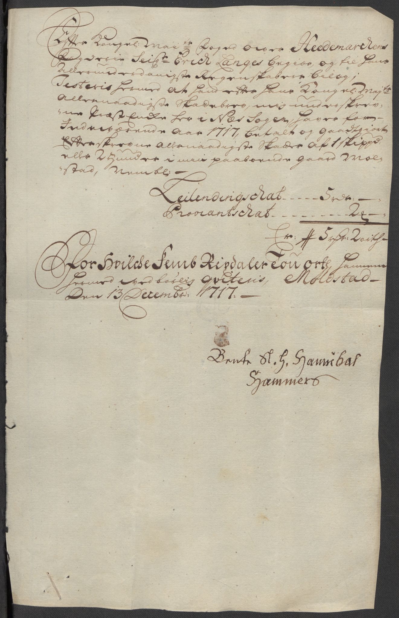 Rentekammeret inntil 1814, Reviderte regnskaper, Fogderegnskap, RA/EA-4092/R16/L1056: Fogderegnskap Hedmark, 1717, s. 317