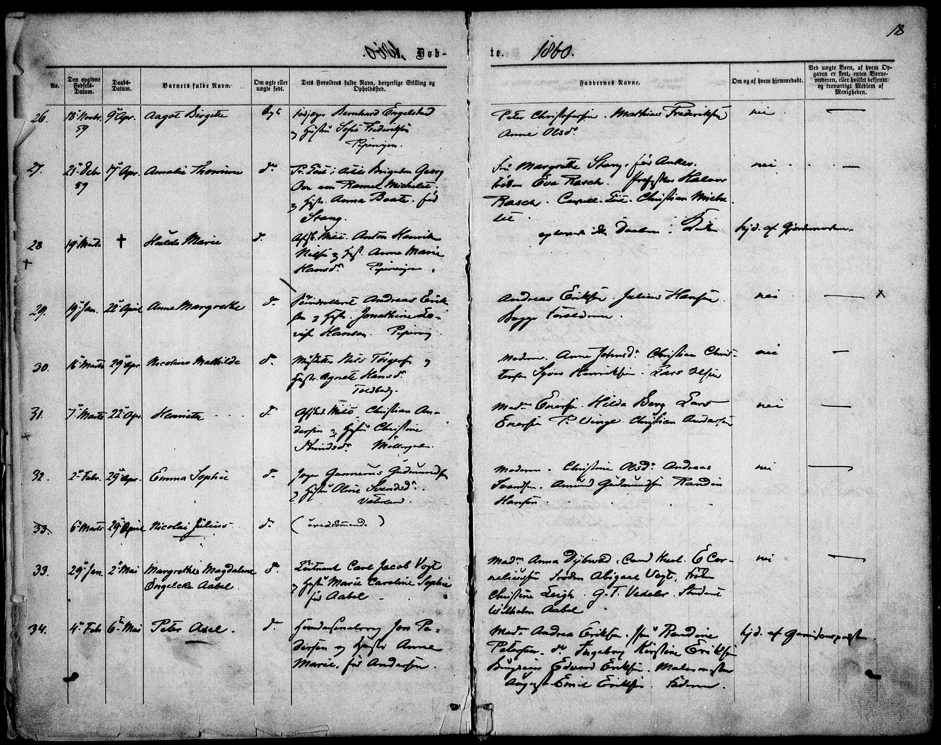 Garnisonsmenigheten Kirkebøker, AV/SAO-A-10846/F/Fa/L0010: Ministerialbok nr. 10, 1859-1869, s. 18