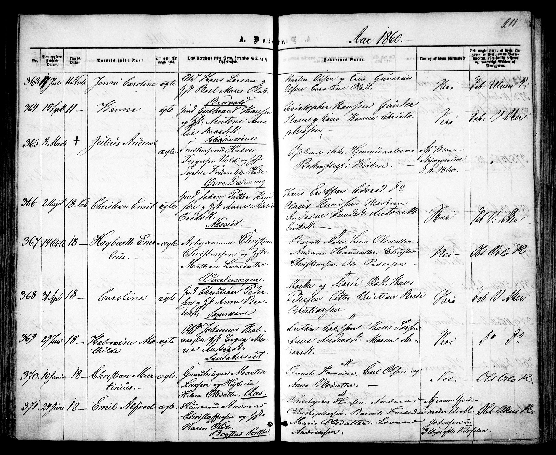 Vestre Aker prestekontor Kirkebøker, AV/SAO-A-10025/F/Fa/L0003: Ministerialbok nr. 3, 1857-1868, s. 211