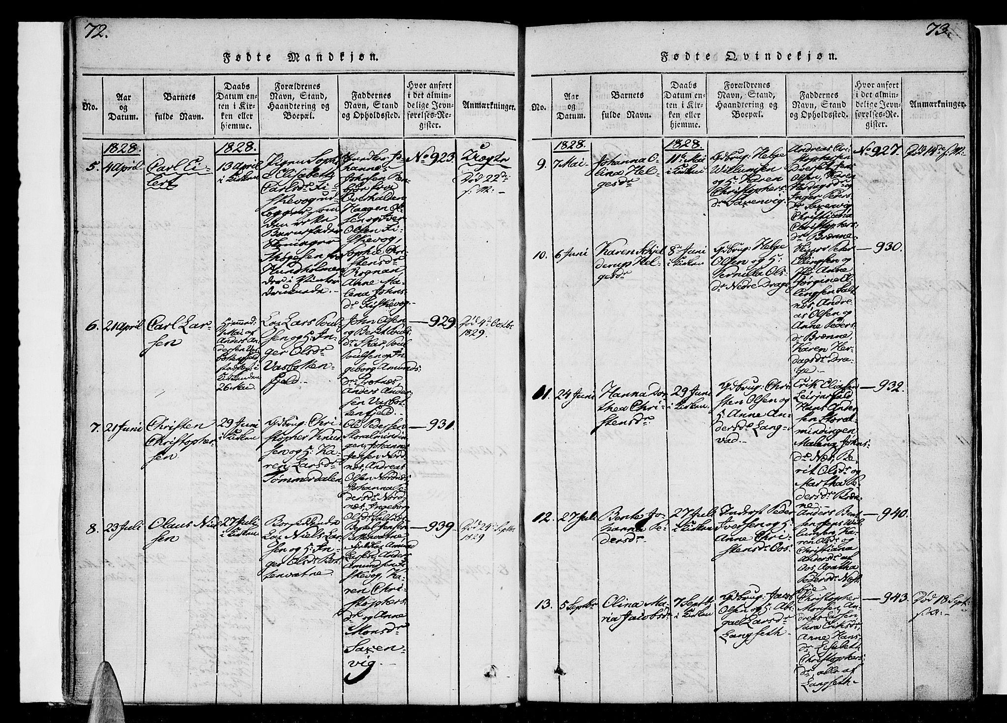 Ministerialprotokoller, klokkerbøker og fødselsregistre - Nordland, AV/SAT-A-1459/847/L0665: Ministerialbok nr. 847A05, 1818-1841, s. 72-73