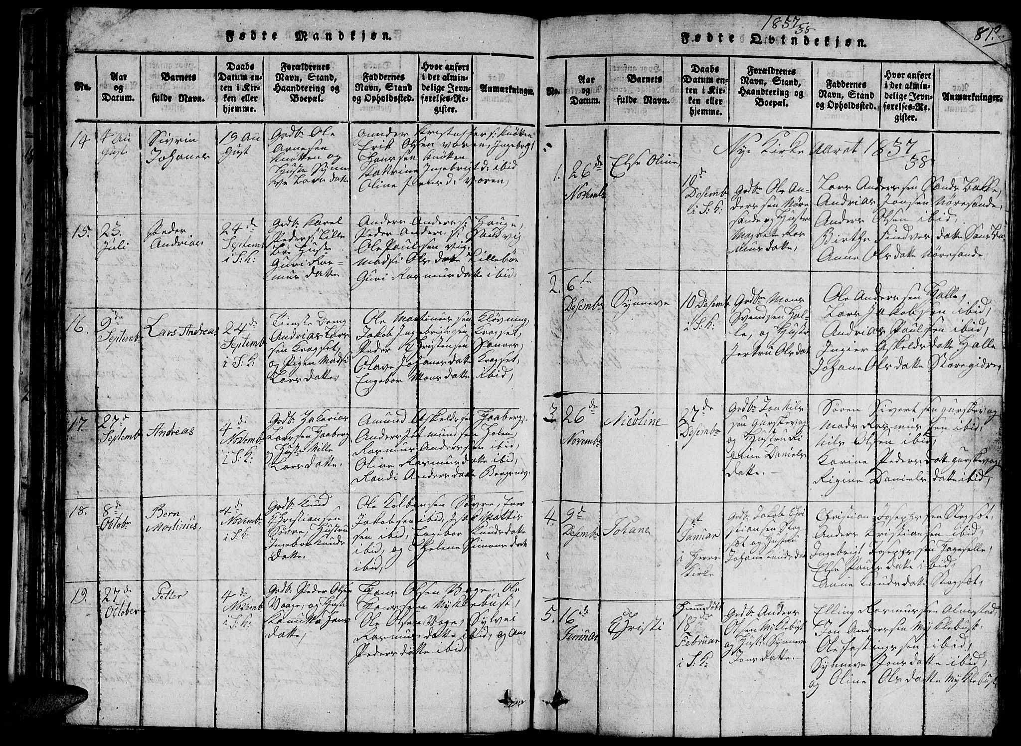 Ministerialprotokoller, klokkerbøker og fødselsregistre - Møre og Romsdal, SAT/A-1454/503/L0046: Klokkerbok nr. 503C01, 1816-1842, s. 81