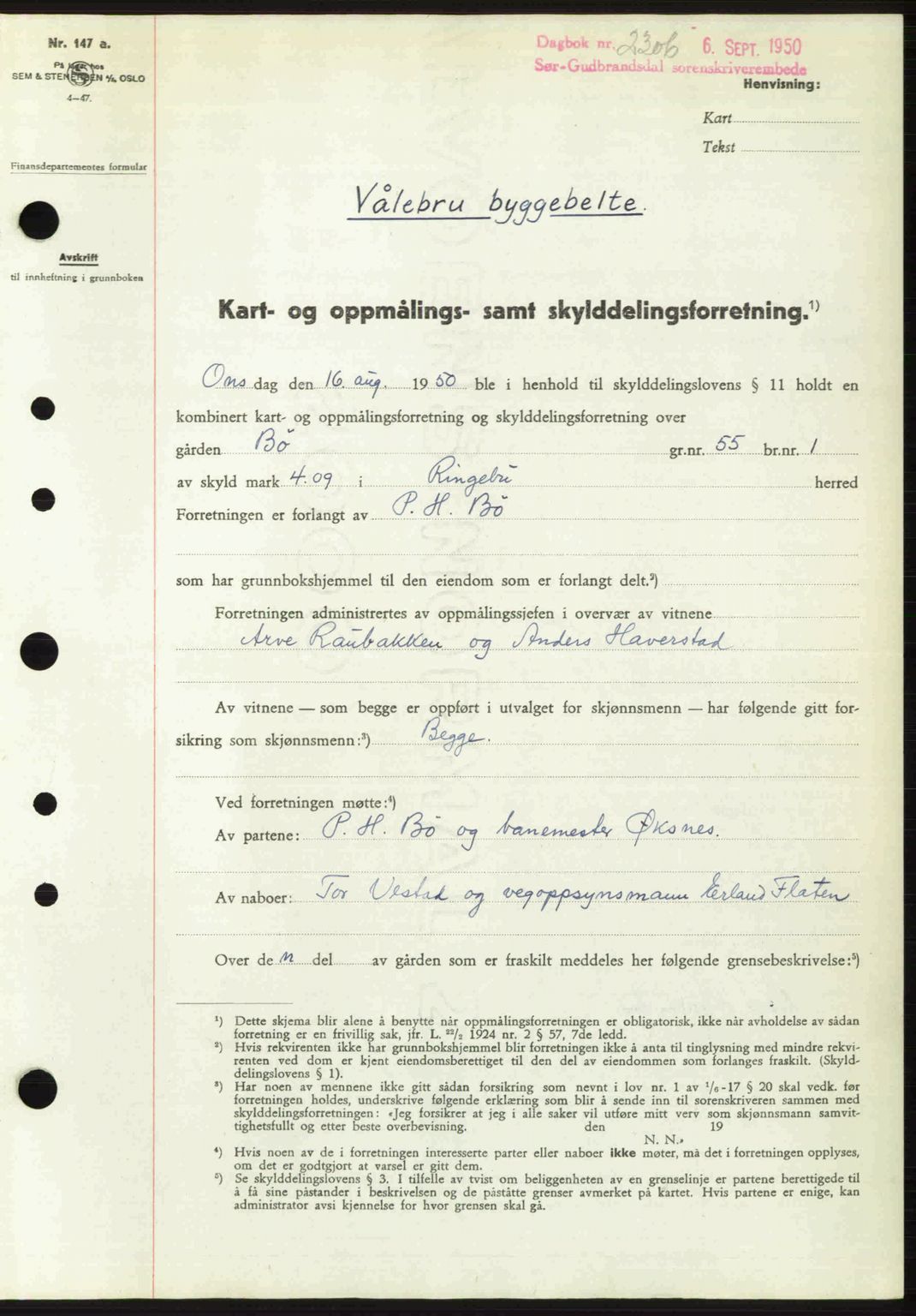 Sør-Gudbrandsdal tingrett, SAH/TING-004/H/Hb/Hbd/L0029: Pantebok nr. A29, 1950-1950, Dagboknr: 2306/1950