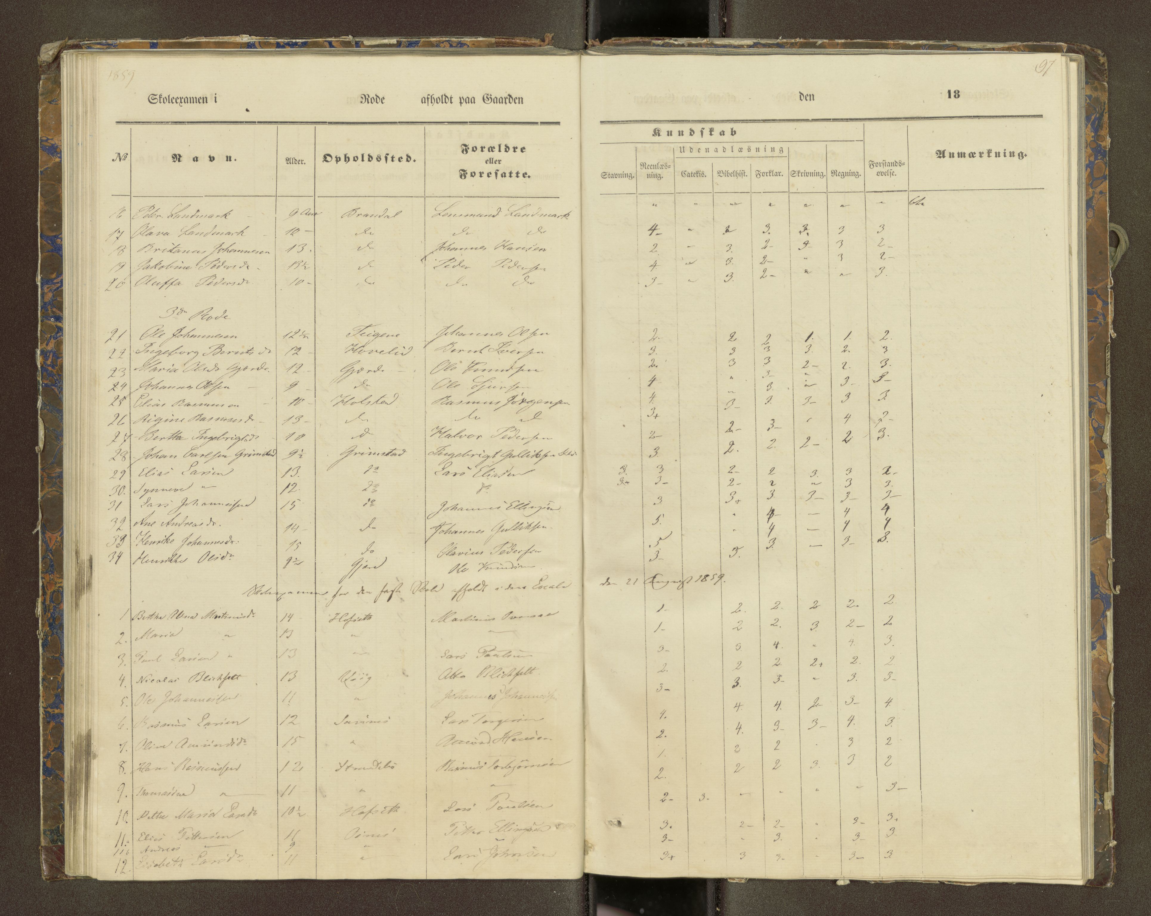 Ulstein sokneprestkontor, AV/SAT-A-1005/1/III/III2/III2f/L0001: Skoleeksamensprotokoll, 1850-1861, s. 97