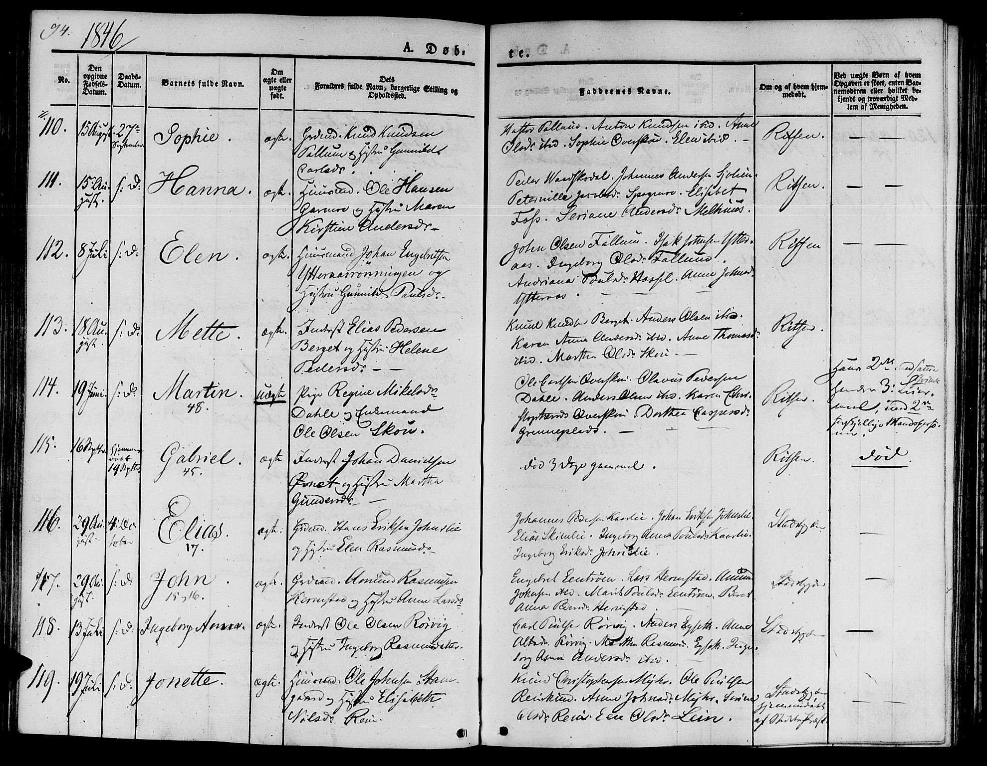 Ministerialprotokoller, klokkerbøker og fødselsregistre - Sør-Trøndelag, SAT/A-1456/646/L0610: Ministerialbok nr. 646A08, 1837-1847, s. 94