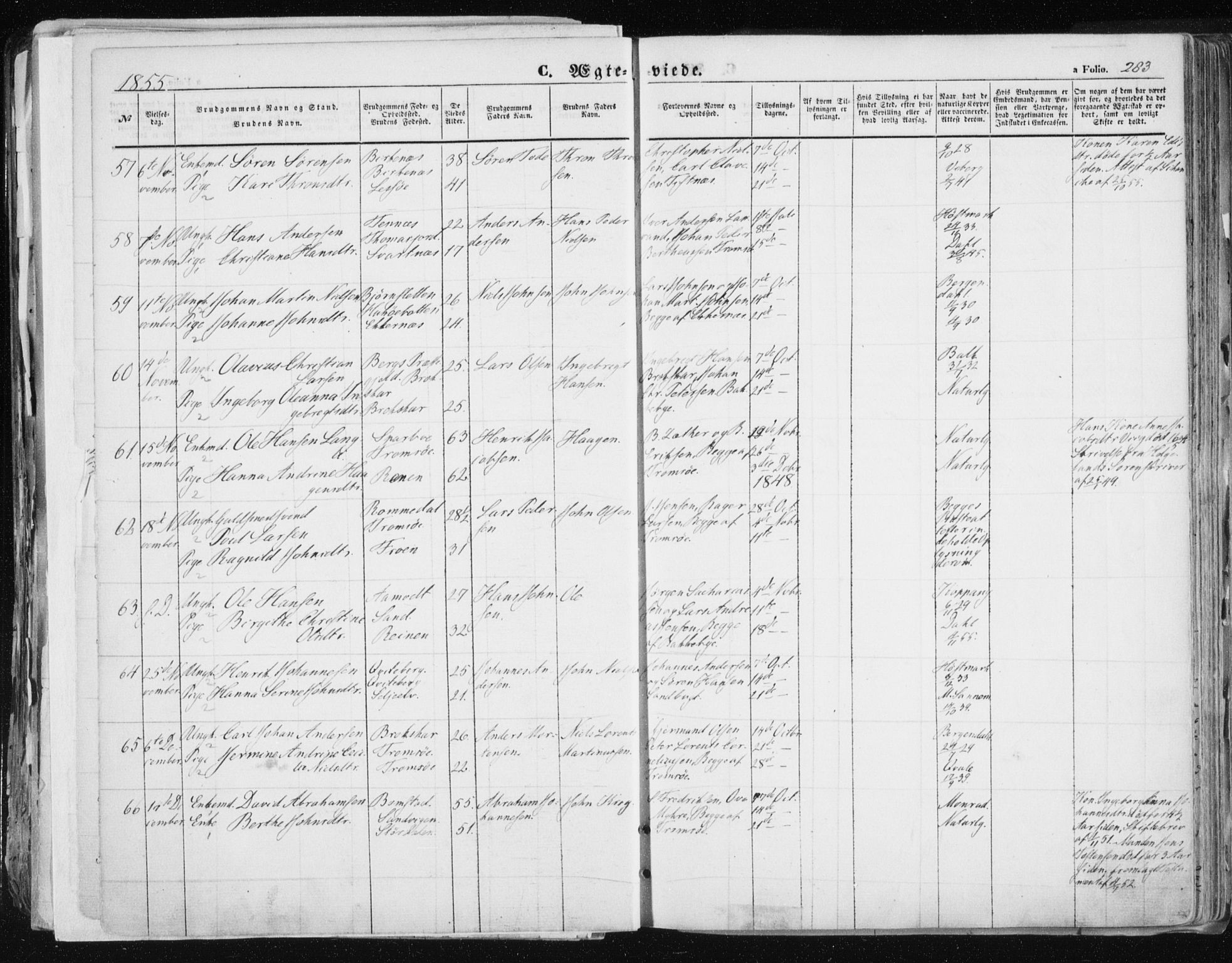 Tromsø sokneprestkontor/stiftsprosti/domprosti, AV/SATØ-S-1343/G/Ga/L0010kirke: Ministerialbok nr. 10, 1848-1855, s. 283