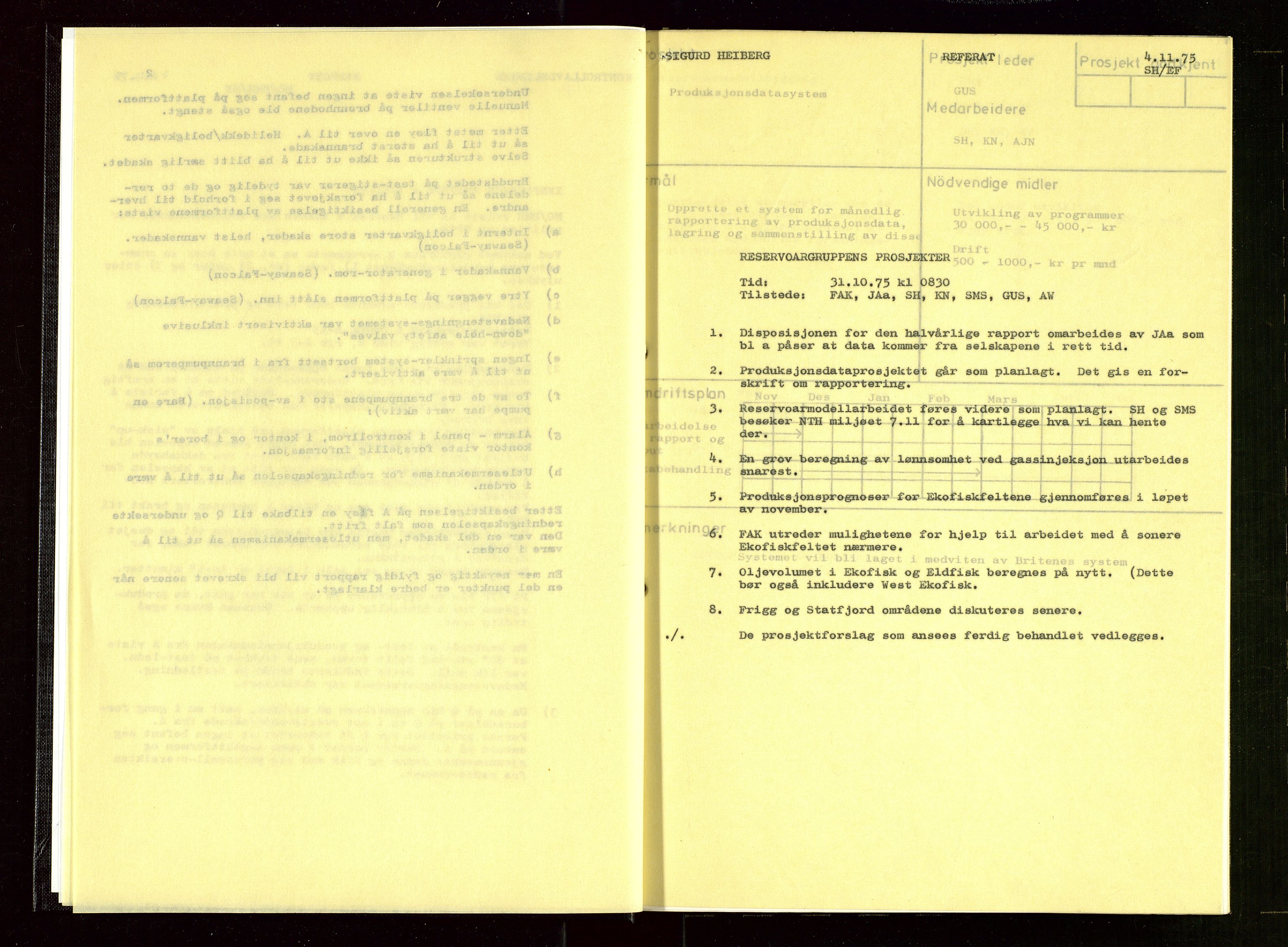 Oljedirektoratet, AV/SAST-A-101366/Aa/L0006: Referatprotokoller, 1975