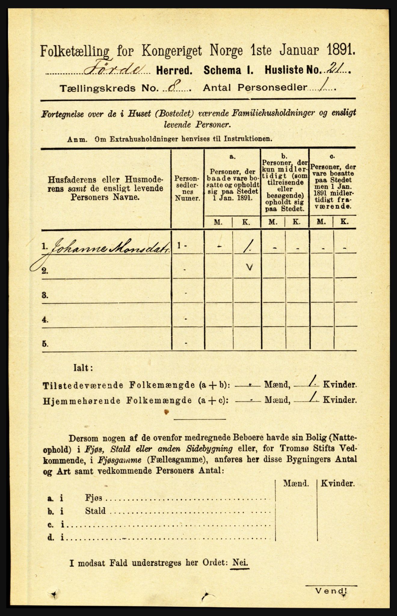 RA, Folketelling 1891 for 1432 Førde herred, 1891, s. 2826