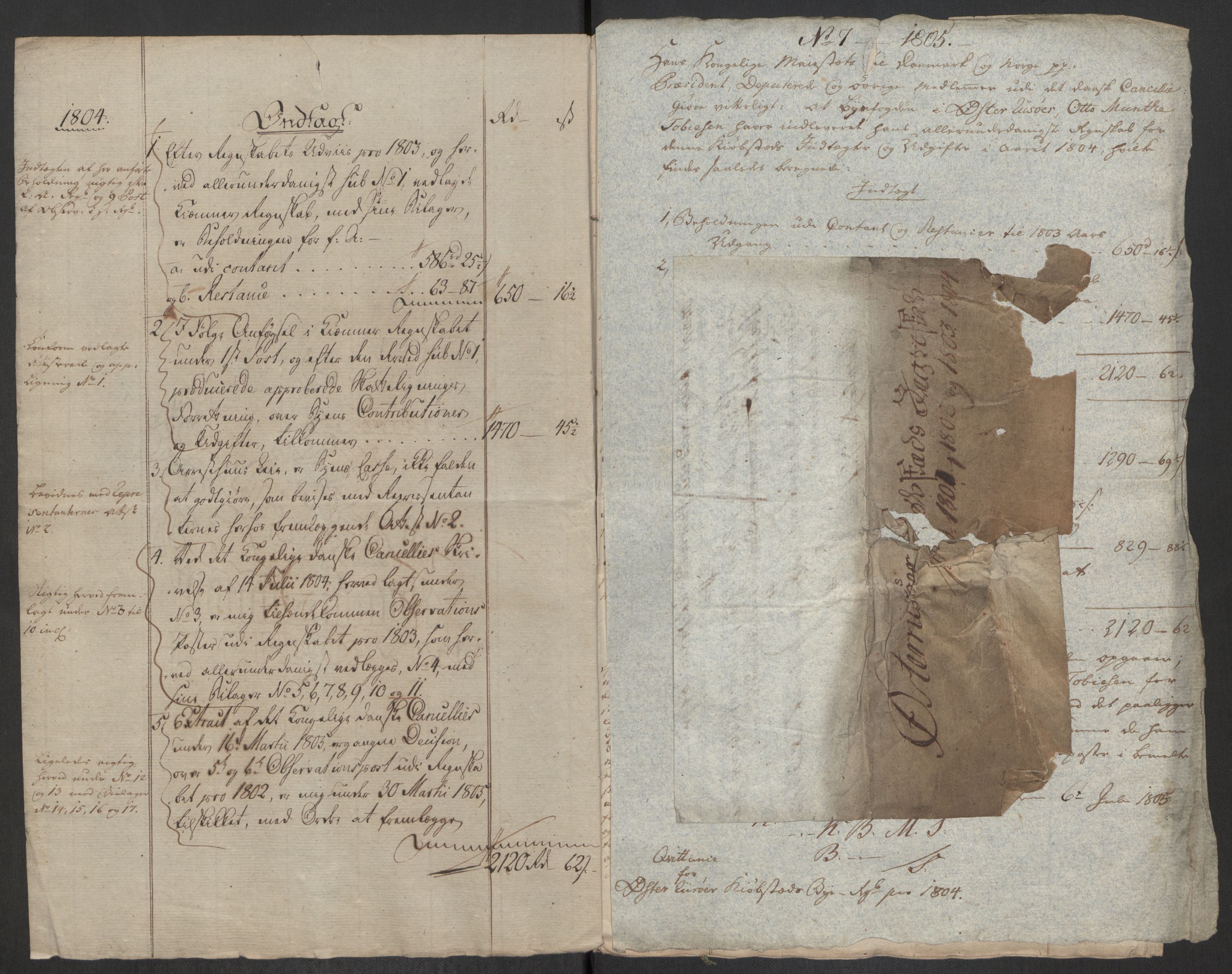 Danske Kanselli 1800-1814, AV/RA-EA-3024/K/Kk/Kka/Kkac/L0236: Kjøpstadregnskap Øster Risør, 1801-1804, s. 825