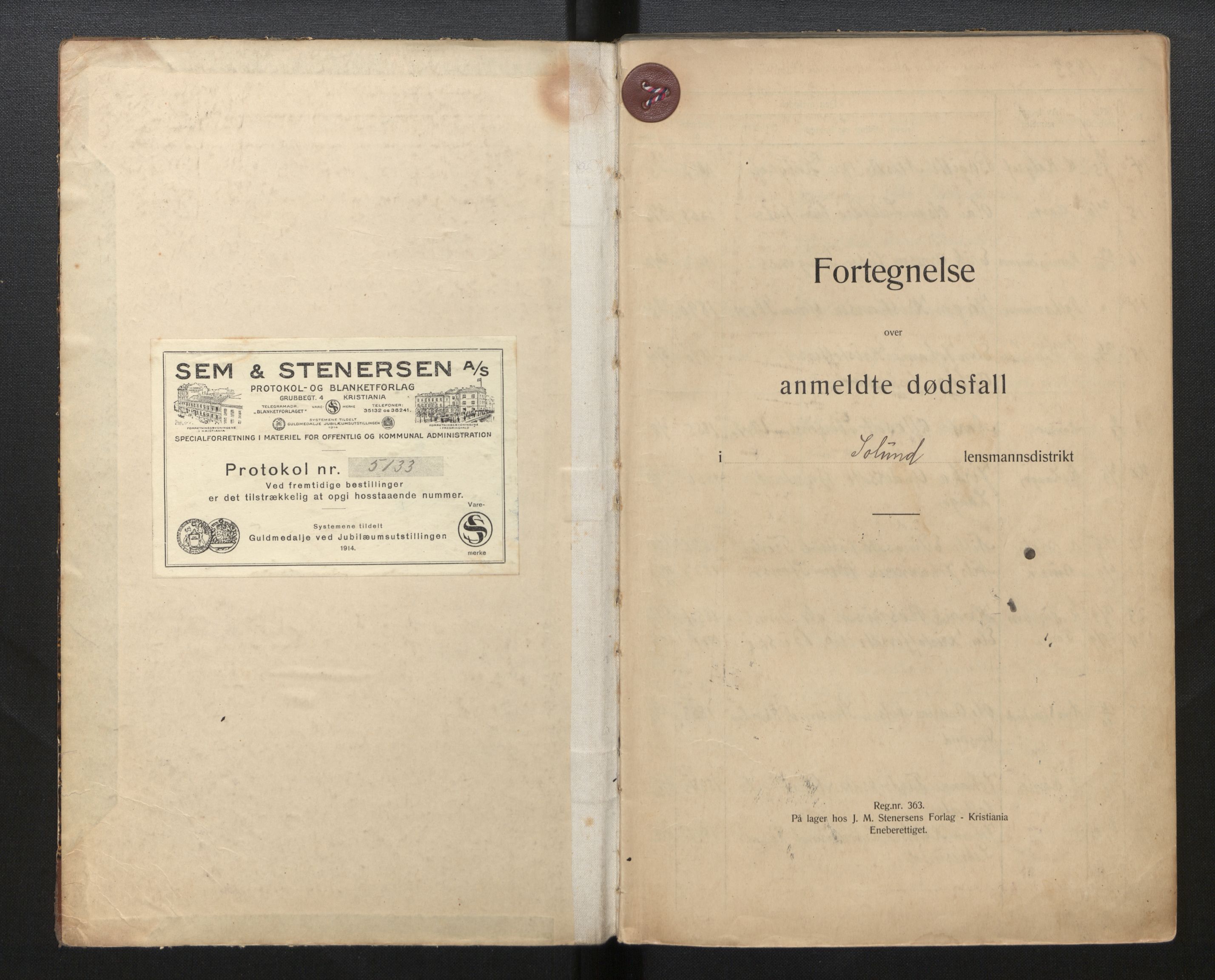 Lensmannen i Solund, SAB/A-30001/0006/L0003: Dødsfallprotokoll, 1923-1944