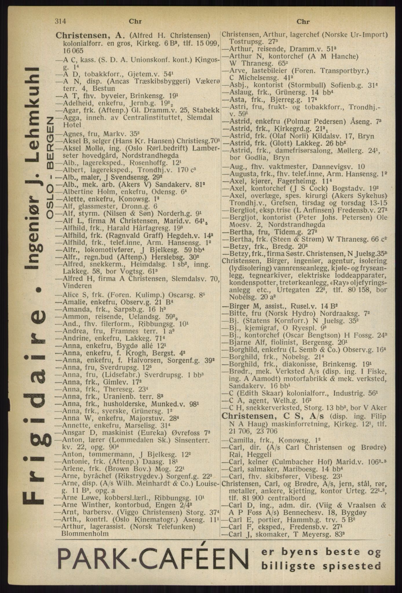 Kristiania/Oslo adressebok, PUBL/-, 1937, s. 314