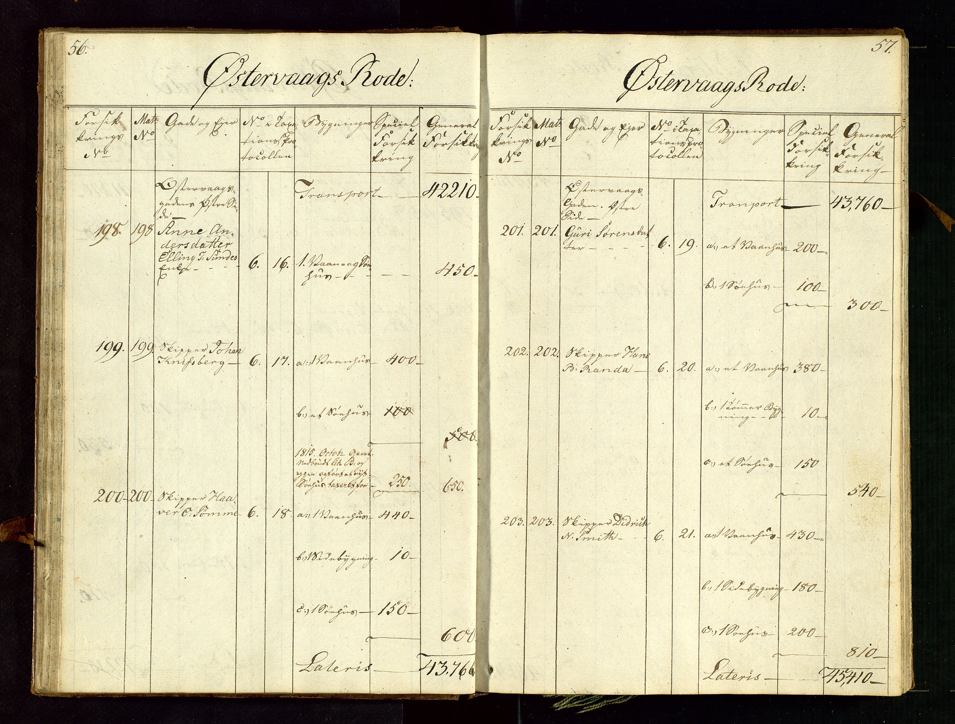 Fylkesmannen i Rogaland, AV/SAST-A-101928/99/3/312/312CE/L0001C: BRANNTAKSTPROTOKOLL FOR STAVANGER BY, 1807-1817, s. 56-57