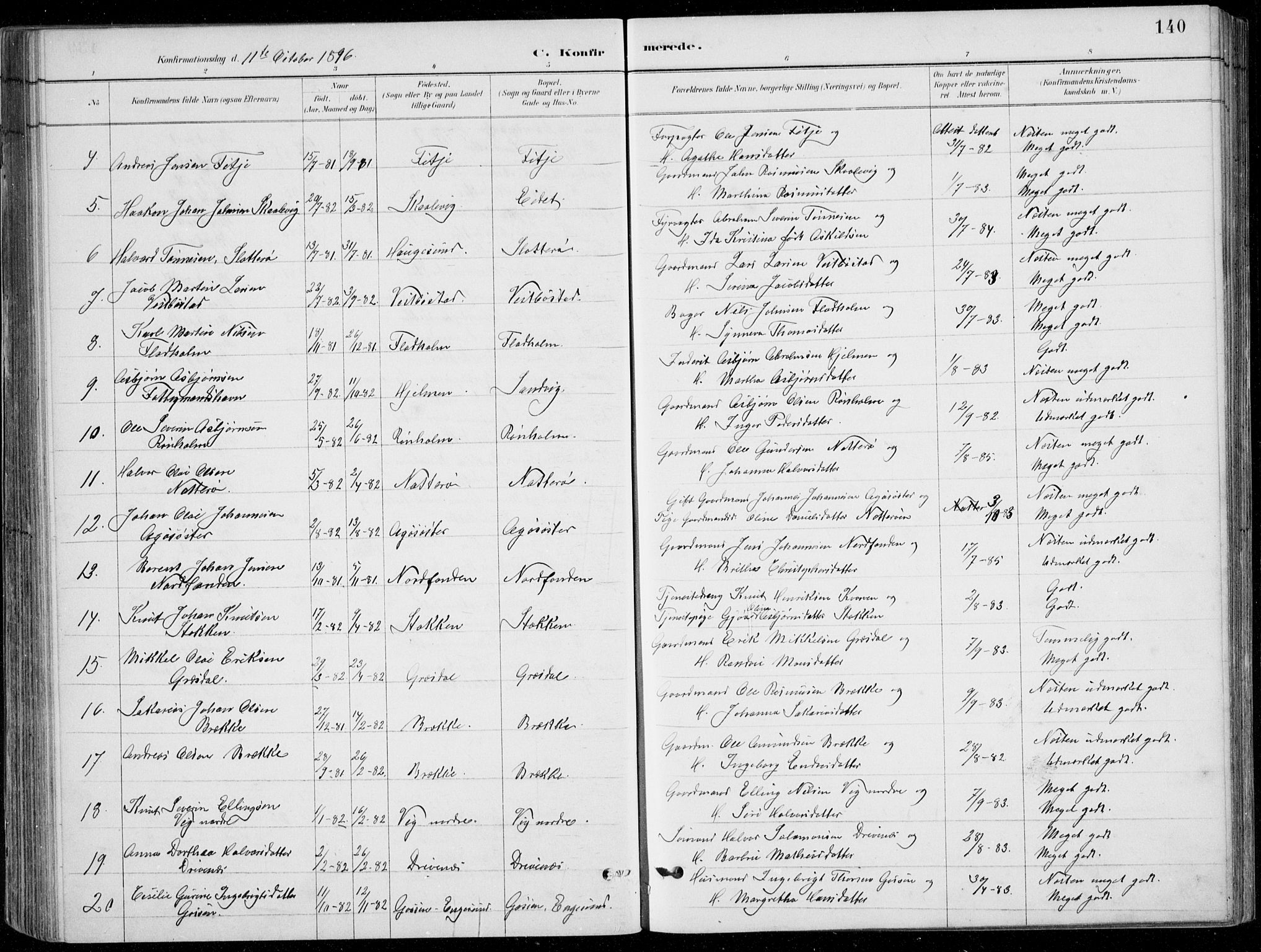 Fitjar sokneprestembete, AV/SAB-A-99926: Klokkerbok nr. A 2, 1887-1906, s. 140