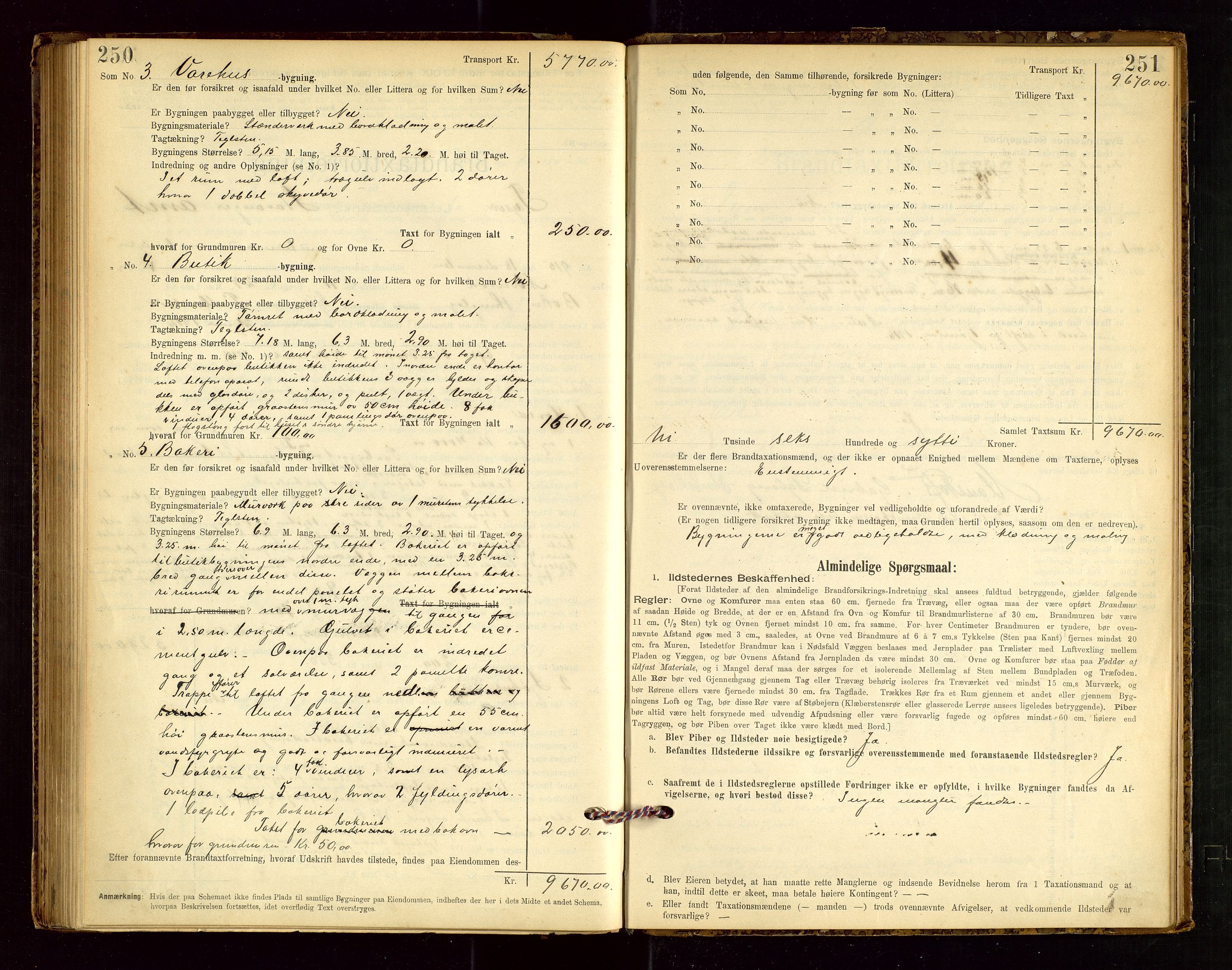 Tysvær lensmannskontor, AV/SAST-A-100192/Gob/L0001: "Brandtaxationsprotokol for Tysvær Lensmandsdistrikt Ryfylke Fogderi", 1894-1916, s. 250-251