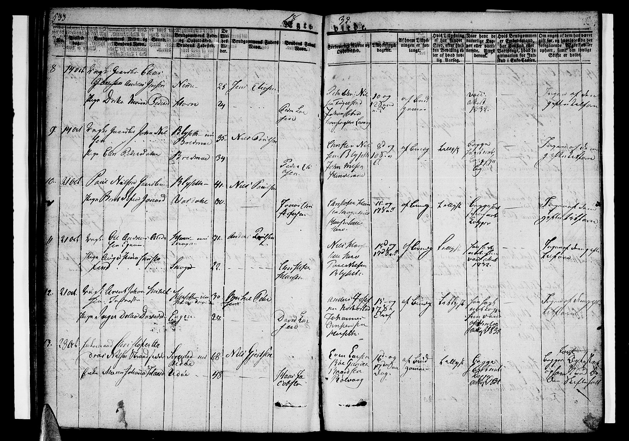Ministerialprotokoller, klokkerbøker og fødselsregistre - Nordland, AV/SAT-A-1459/838/L0548: Ministerialbok nr. 838A06, 1829-1839, s. 533-534