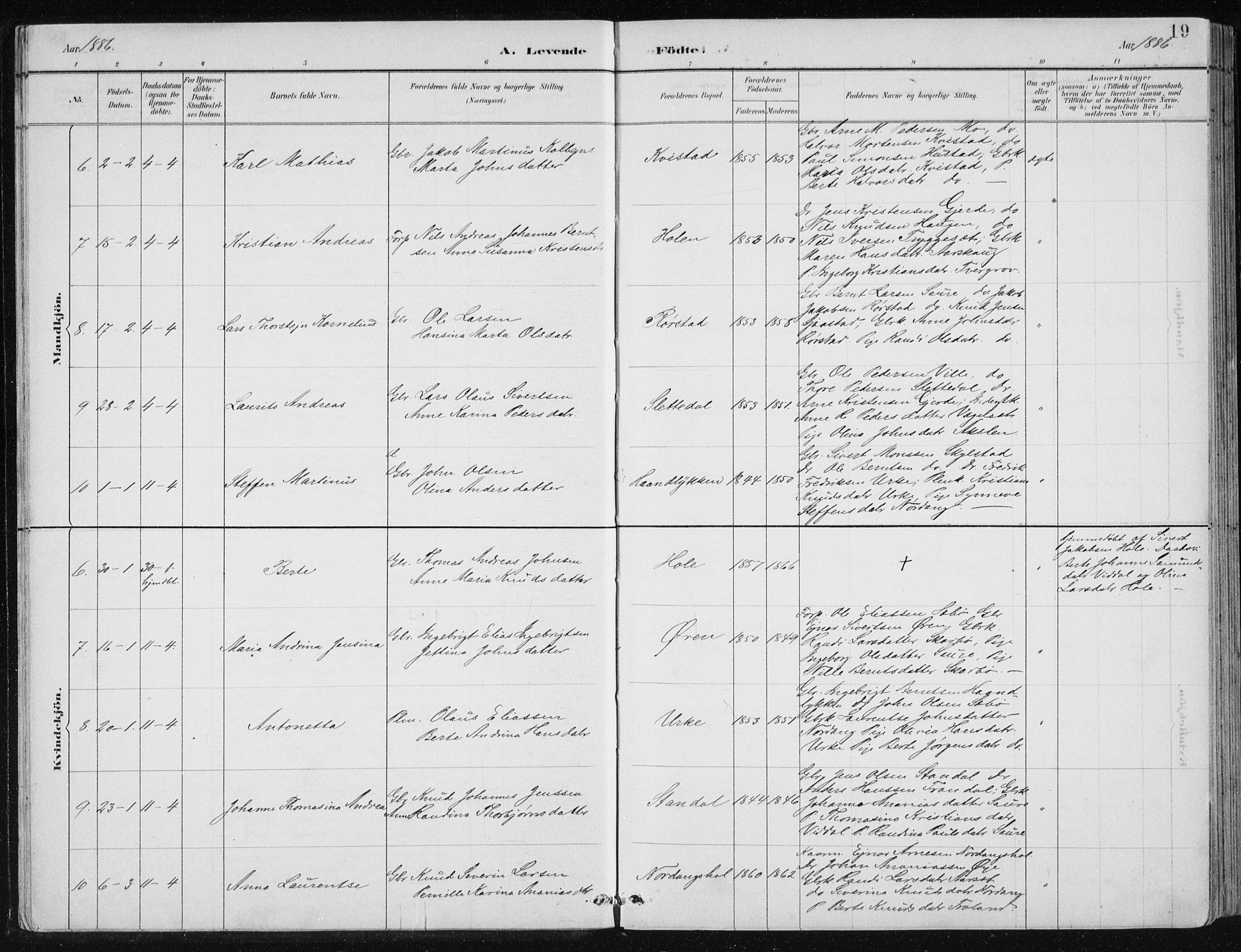 Ministerialprotokoller, klokkerbøker og fødselsregistre - Møre og Romsdal, AV/SAT-A-1454/515/L0215: Klokkerbok nr. 515C02, 1884-1906, s. 19