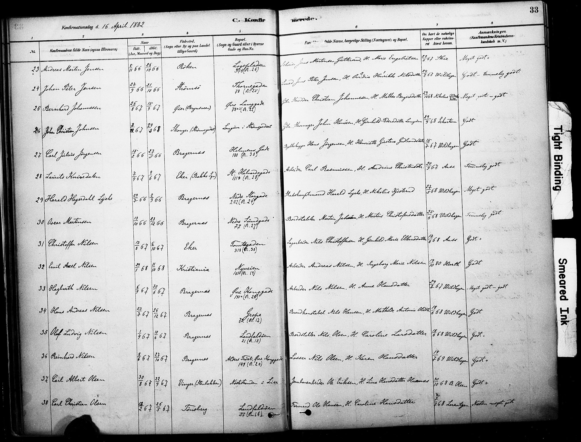 Bragernes kirkebøker, AV/SAKO-A-6/F/Fc/L0005: Ministerialbok nr. III 5, 1878-1890, s. 33