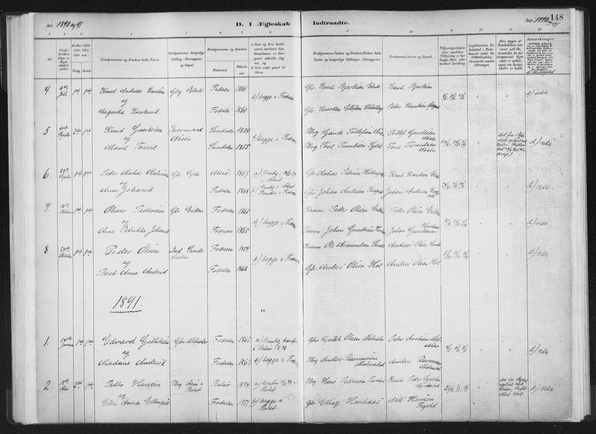 Ministerialprotokoller, klokkerbøker og fødselsregistre - Møre og Romsdal, AV/SAT-A-1454/564/L0740: Ministerialbok nr. 564A01, 1880-1899, s. 148