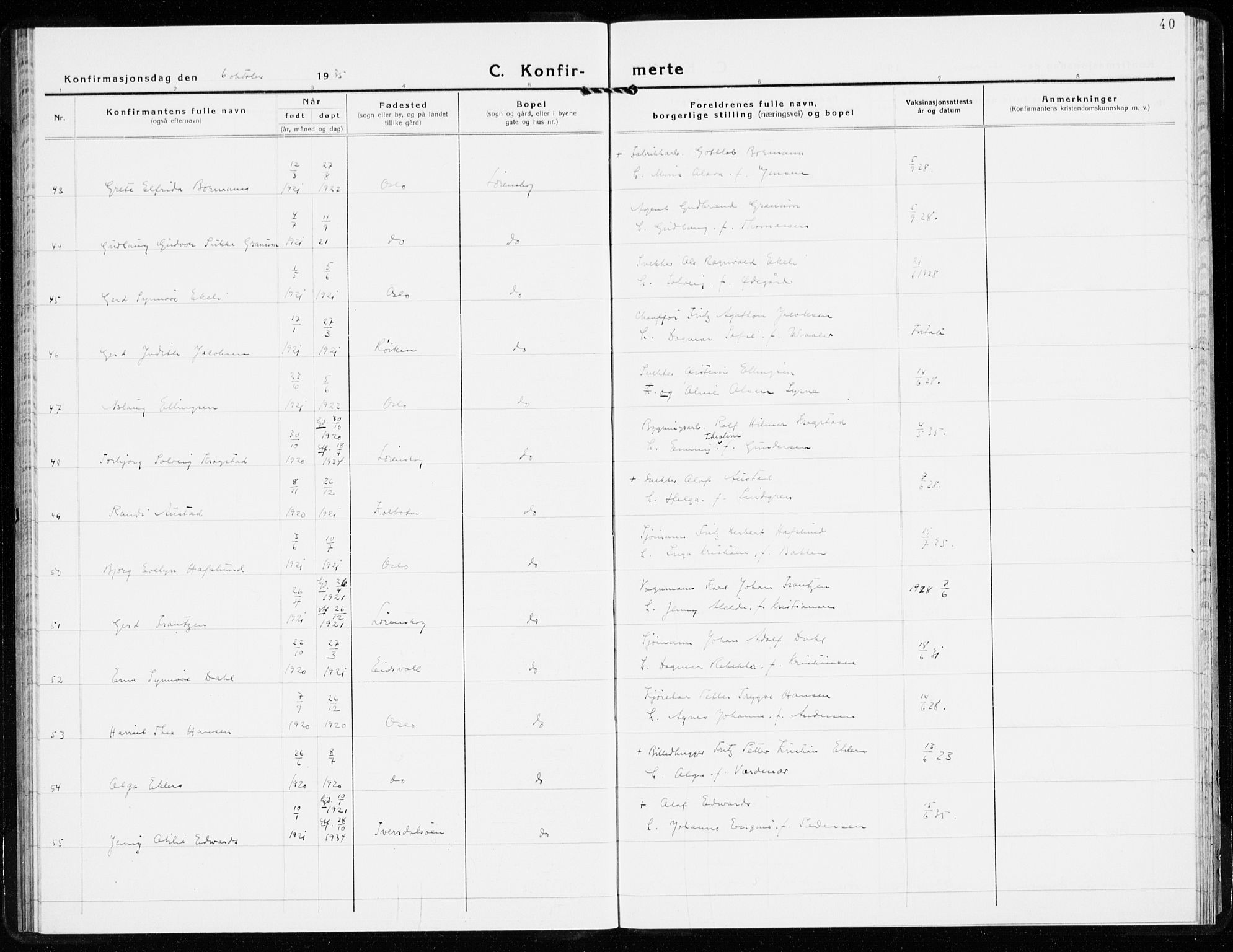 Skedsmo prestekontor Kirkebøker, SAO/A-10033a/F/Fb/L0004: Ministerialbok nr. II 4, 1931-1943, s. 40