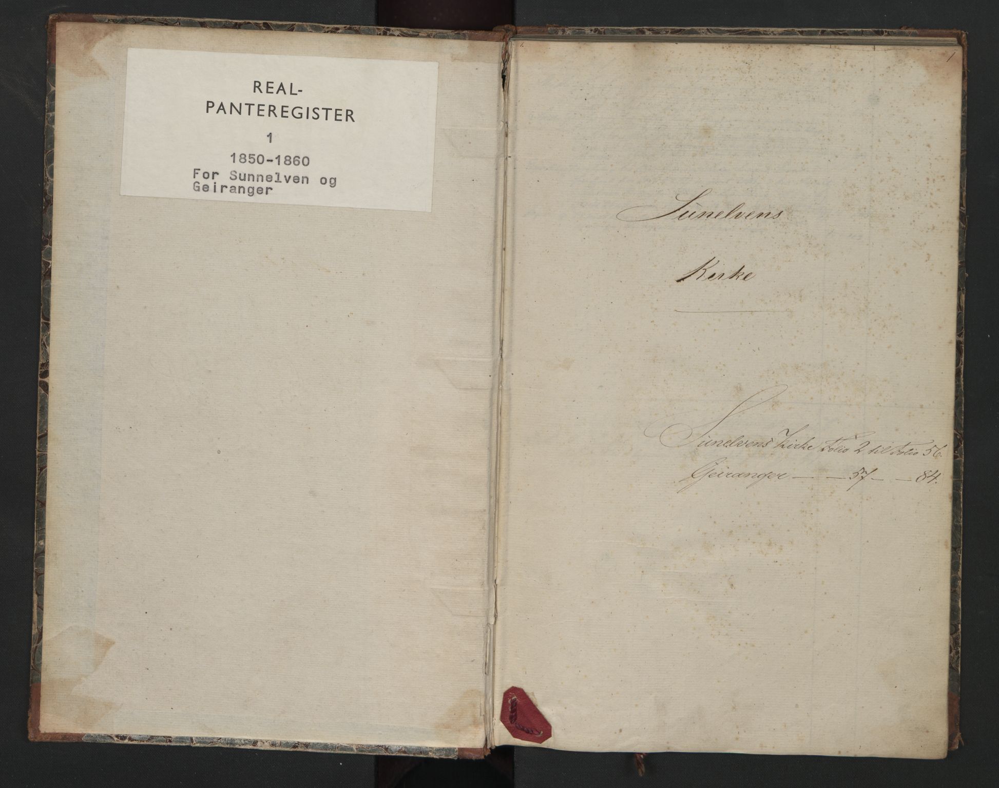 Nordre Sunnmøre sorenskriveri, SAT/A-0006/1/2/2A/L0043: Panteregister nr. 43, 1850-1860, s. 1