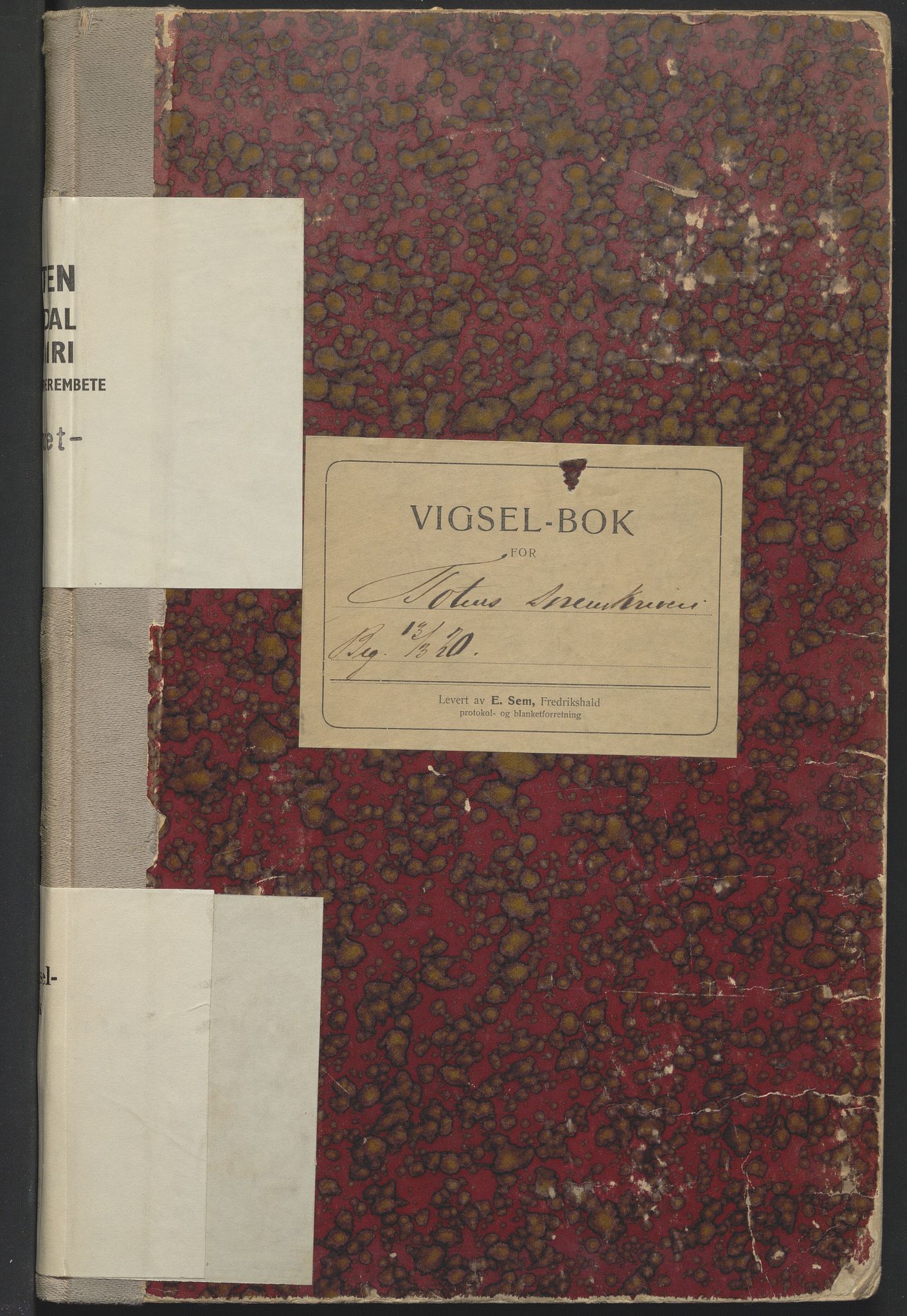 Toten tingrett, AV/SAH-TING-006/L/Lc/L0001: Vigselbok, 1920-1942