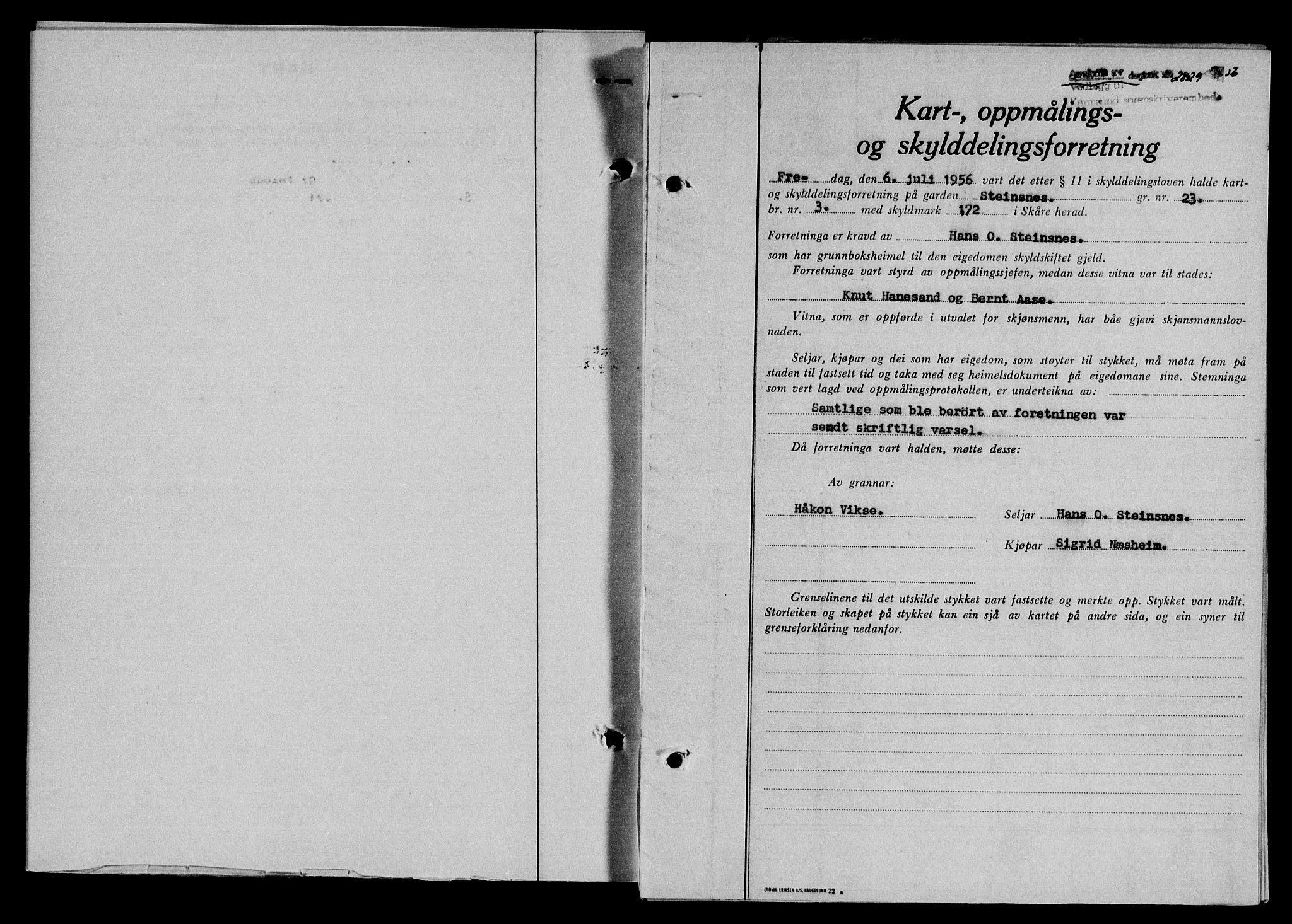 Karmsund sorenskriveri, SAST/A-100311/01/II/IIB/L0121: Pantebok nr. 101A, 1956-1956, Dagboknr: 2829/1956