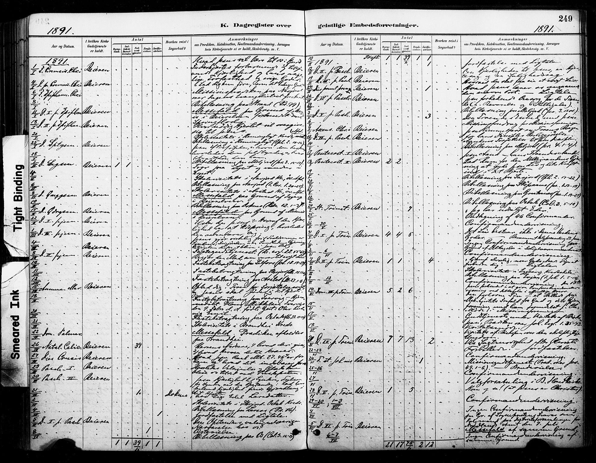 Ministerialprotokoller, klokkerbøker og fødselsregistre - Nordland, SAT/A-1459/846/L0646: Ministerialbok nr. 846A04, 1887-1901, s. 249