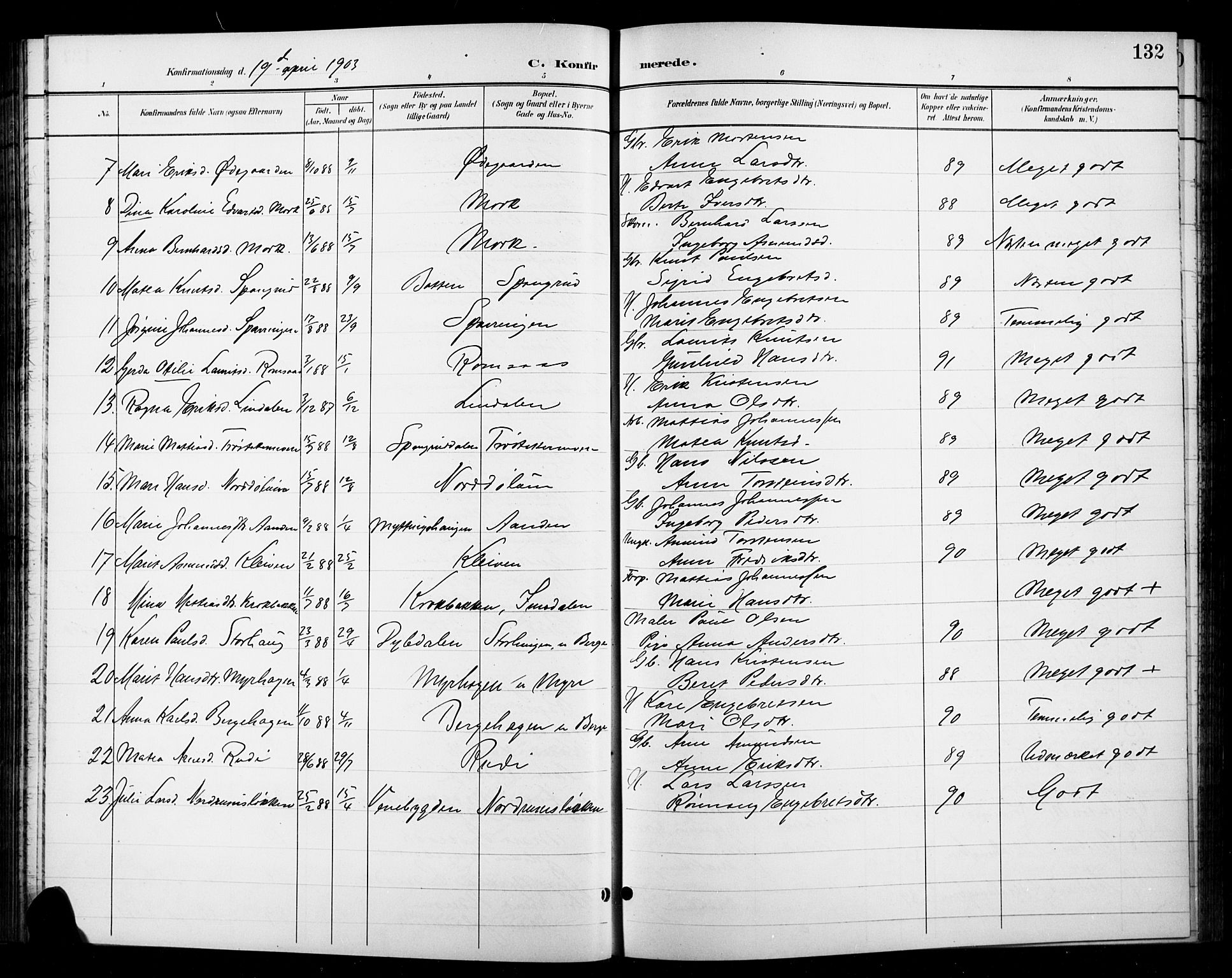 Ringebu prestekontor, AV/SAH-PREST-082/H/Ha/Hab/L0009: Klokkerbok nr. 9, 1899-1921, s. 132
