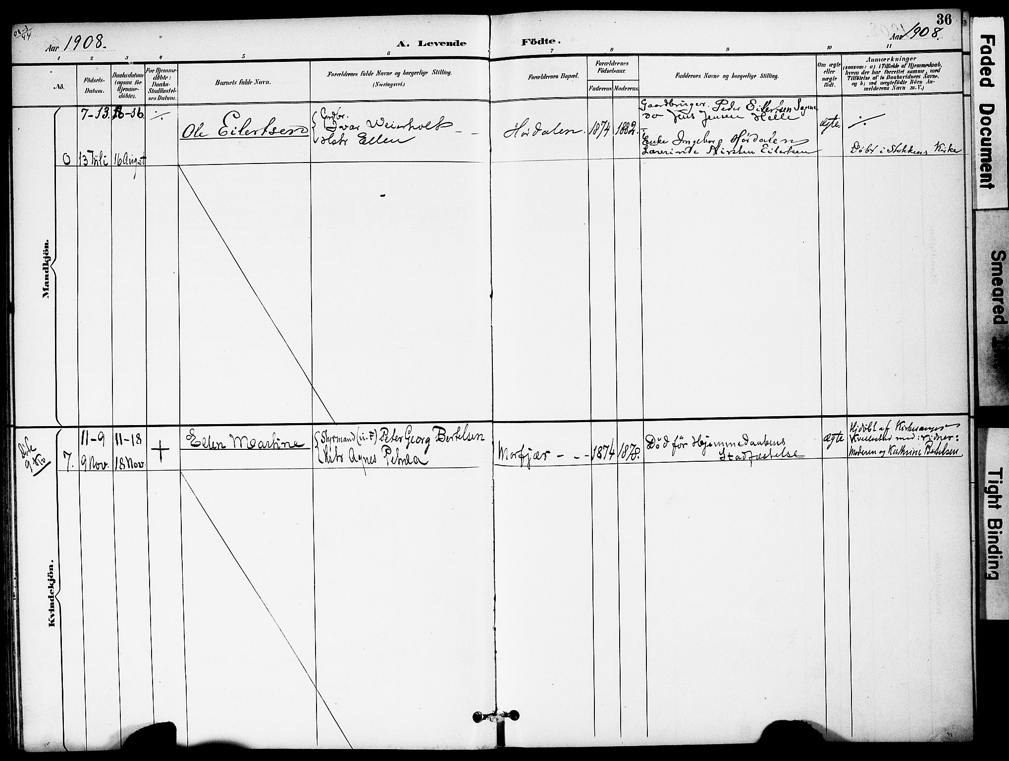 Austre Moland sokneprestkontor, AV/SAK-1111-0001/F/Fa/Fab/L0002: Ministerialbok nr. A 2, 1894-1919, s. 36