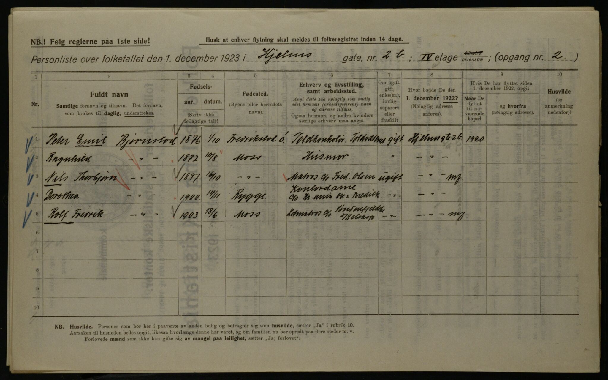 OBA, Kommunal folketelling 1.12.1923 for Kristiania, 1923, s. 44989