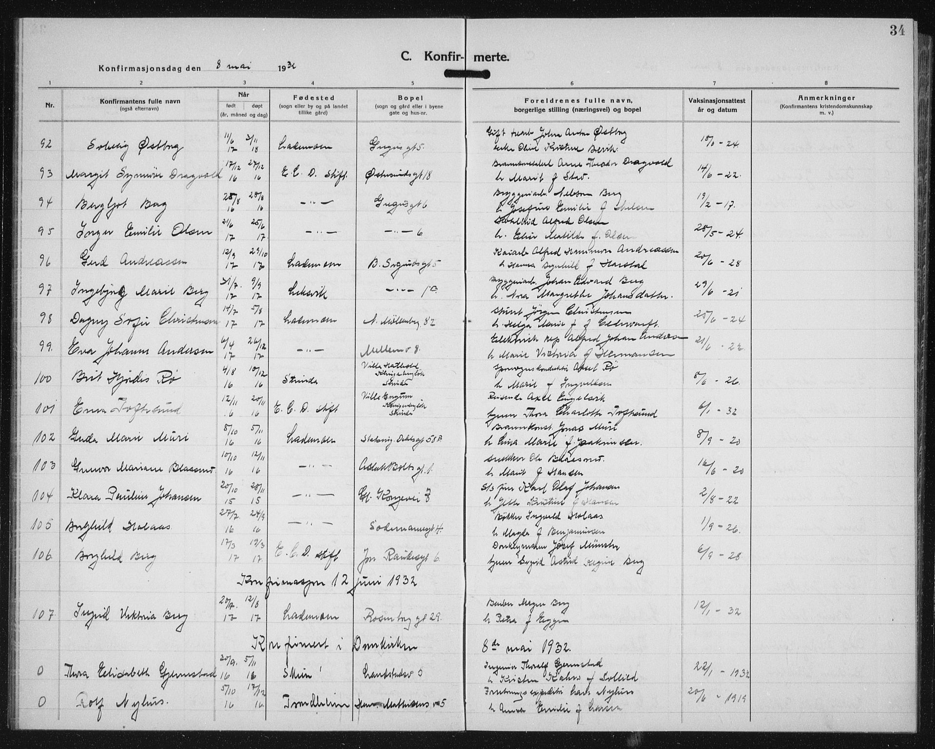 Ministerialprotokoller, klokkerbøker og fødselsregistre - Sør-Trøndelag, AV/SAT-A-1456/605/L0262: Klokkerbok nr. 605C09, 1930-1933, s. 34