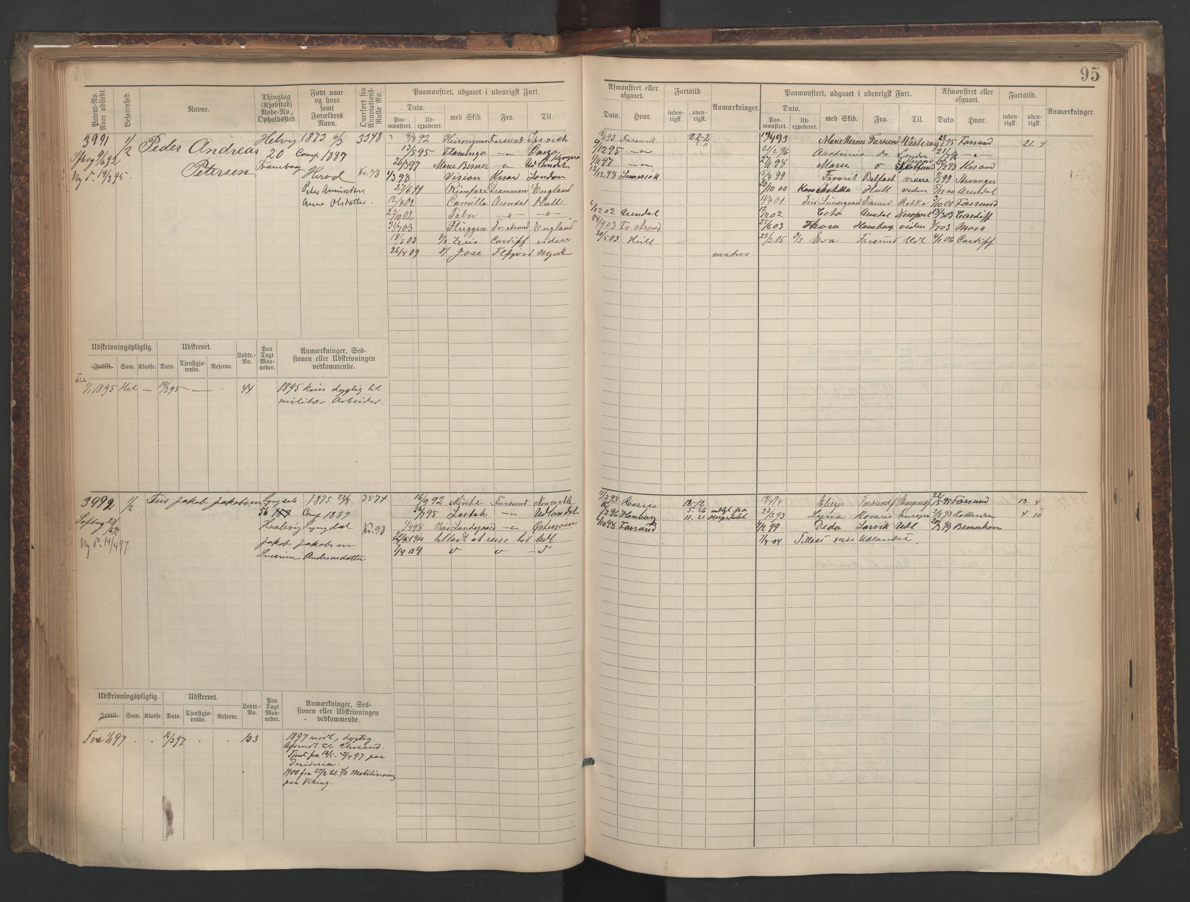 Farsund mønstringskrets, AV/SAK-2031-0017/F/Fb/L0006: Hovedrulle nr 3805-4478, M-9, 1890-1930, s. 96