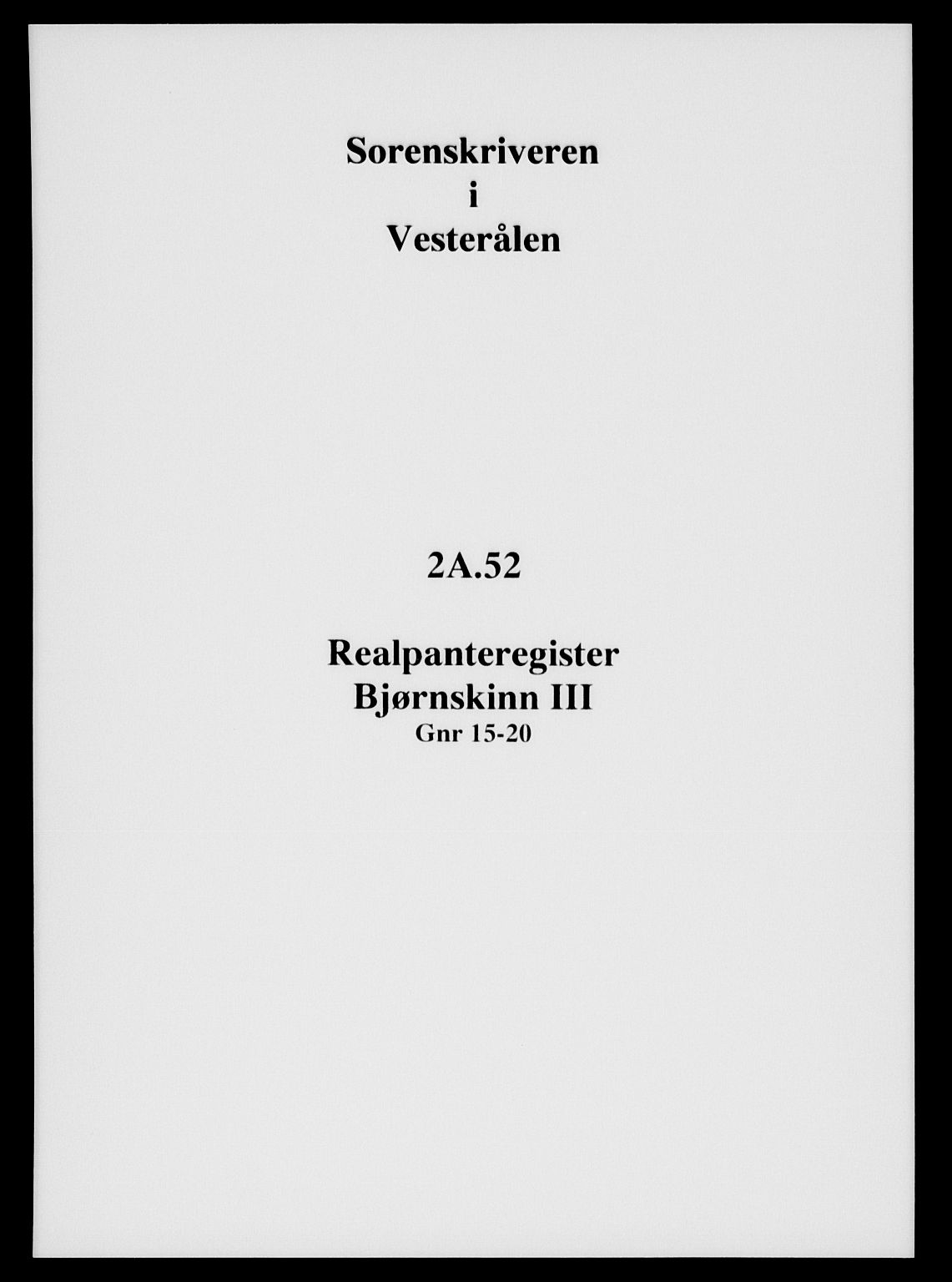 Vesterålen sorenskriveri, SAT/A-4180/1/2/2A/L0052: Panteregister nr. 52