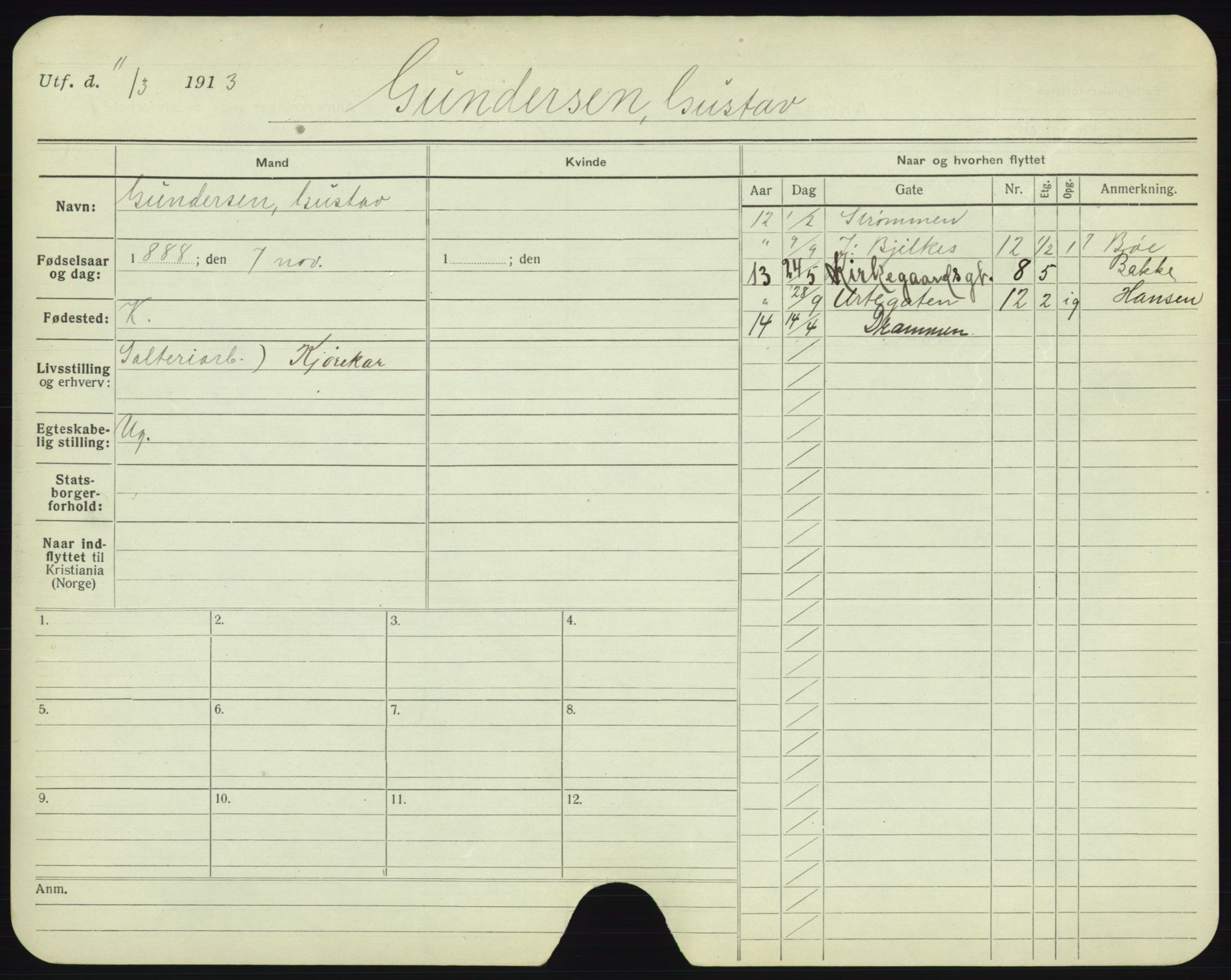 Oslo folkeregister, Registerkort, SAO/A-11715/F/Fa/Fac/L0003: Menn, 1906-1914, s. 825a